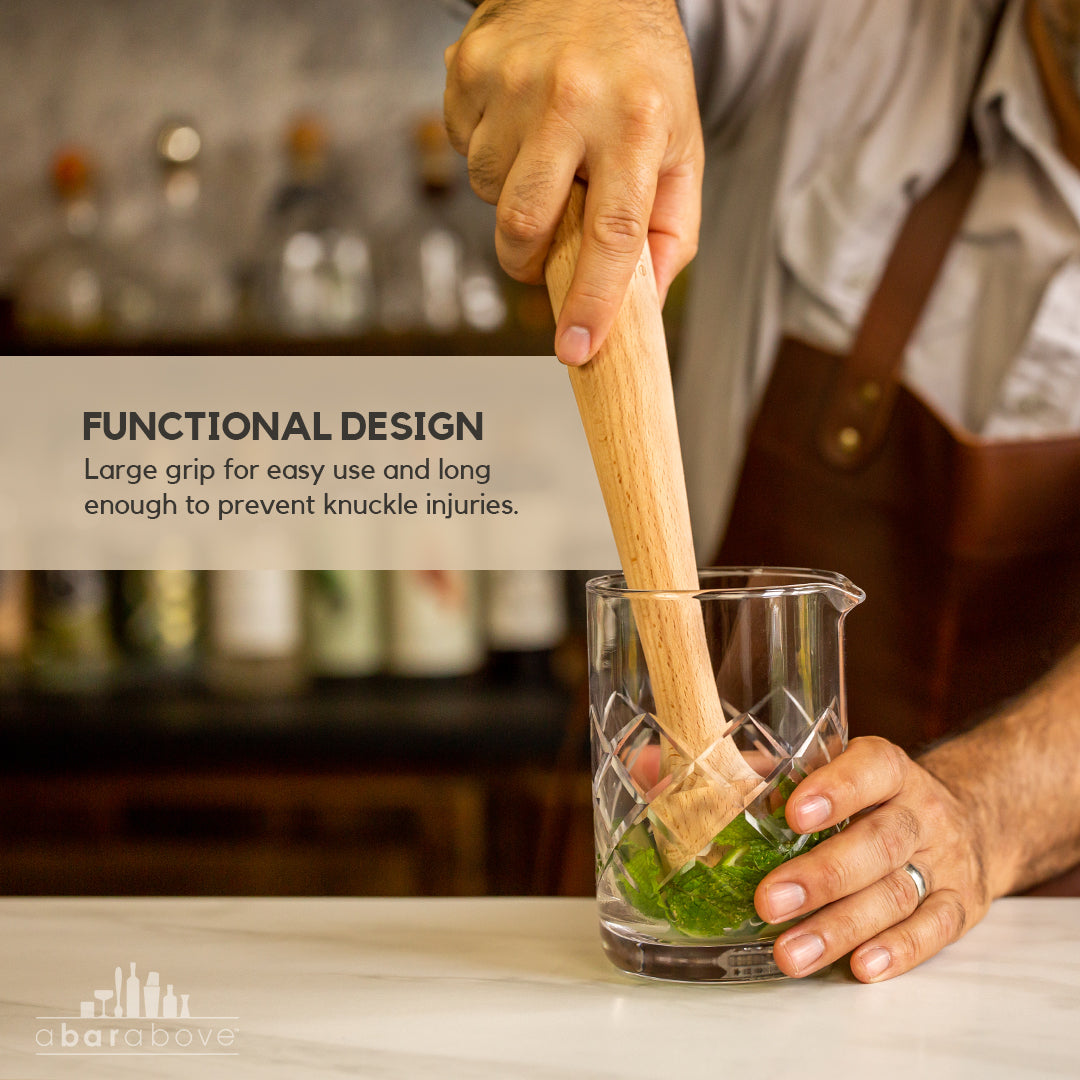 Premium Natural Hardwood Extra Long Cocktail Muddler - Bar Tool for Mixing Mojitos, Old Fashioned & Craft Cocktails - Perfect for Home Bartenders & Professional Bars