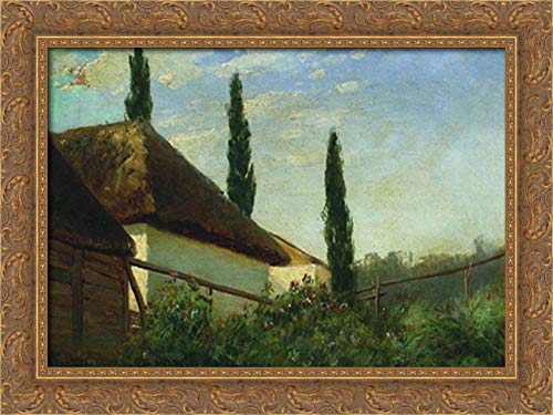 Volodymyr Orlovsky Framed Canvas Art - 24x18 Gold Ornate Wood Farm Landscape Painting - Perfect for Living Room, Bedroom & Office Wall Decor