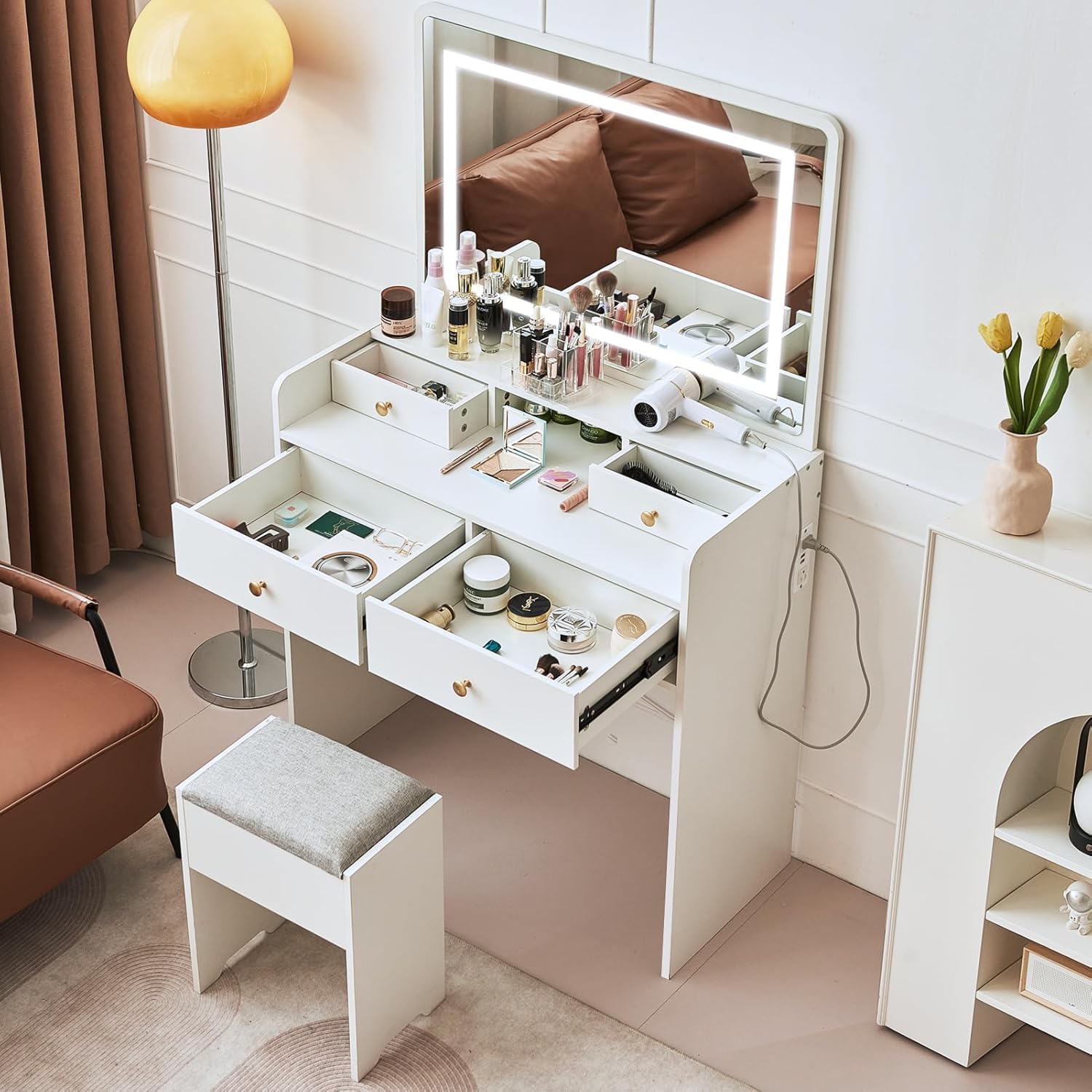 Vanity Desk with Mirror and Lights - 41