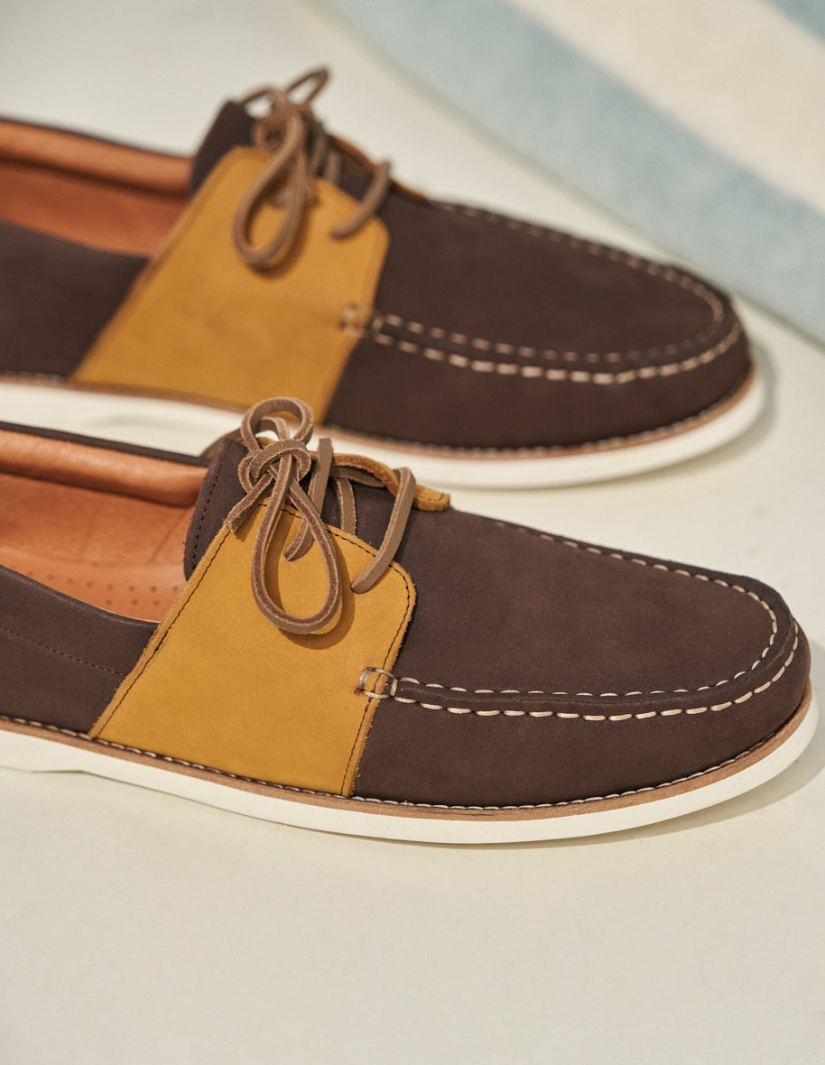 Men's Brown & Hazel Nubuck Boat Shoes - Comfortable & Stylish Deck Shoes for Sailing, Casual Wear & Outdoor Activities