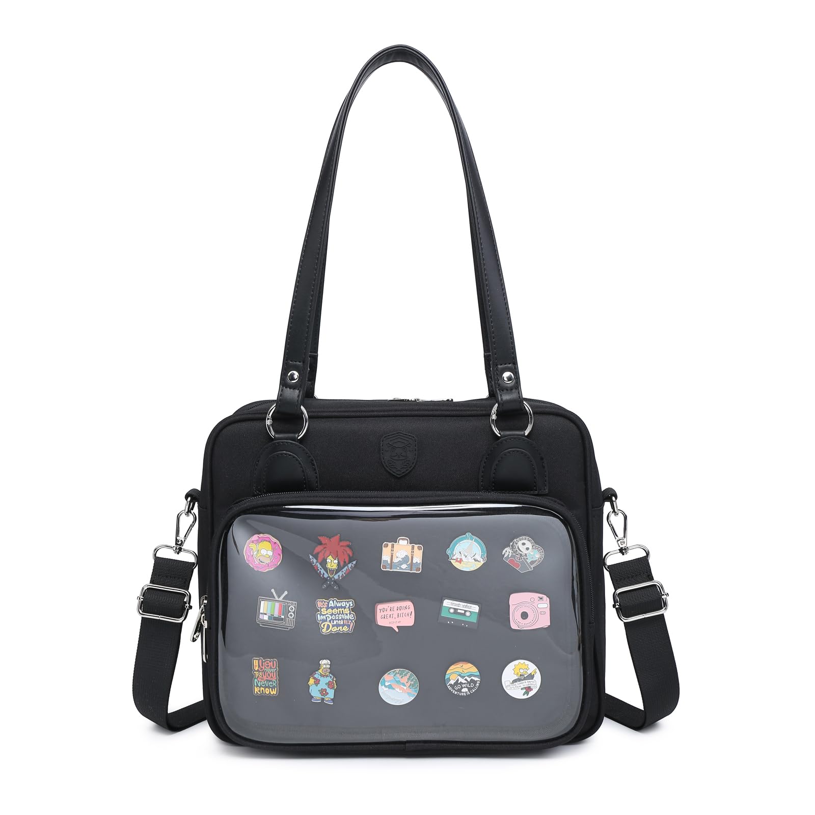 RAINBOW SMILE Kawaii Oxford Ita Bag - Cute Pin Display Backpack, Crossbody & Shoulder Bag for Anime Conventions, School & Cosplay