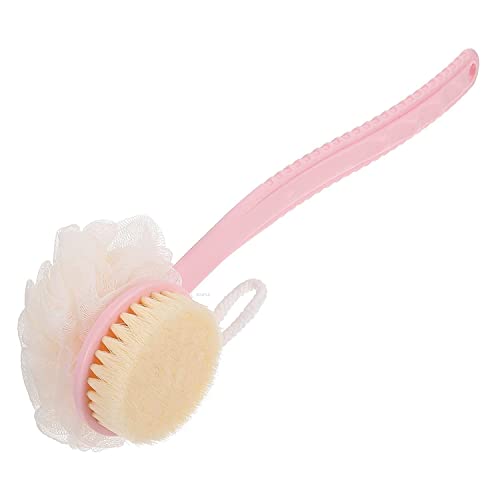 RONFILD 2 in 1 Back Scrubber Brush with Bristles & Loofah - Long Curved Handle Exfoliating Shower Brush for Men & Women - Perfect for Deep Cleansing, Dead Skin Removal & Relaxing Massage in Bath or Shower