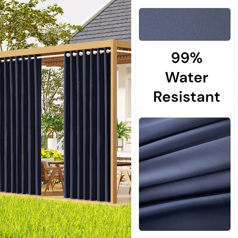 Durable All-Weather Antibacterial Outdoor Curtains - Custom Size for Patio, Deck, and Poolside Privacy - Waterproof & UV Resistant