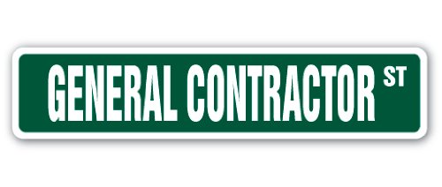 Professional General Contractor Street Sign - Blueprint Design for Home & House Builders - Architect Approved - Indoor/Outdoor Use - 18
