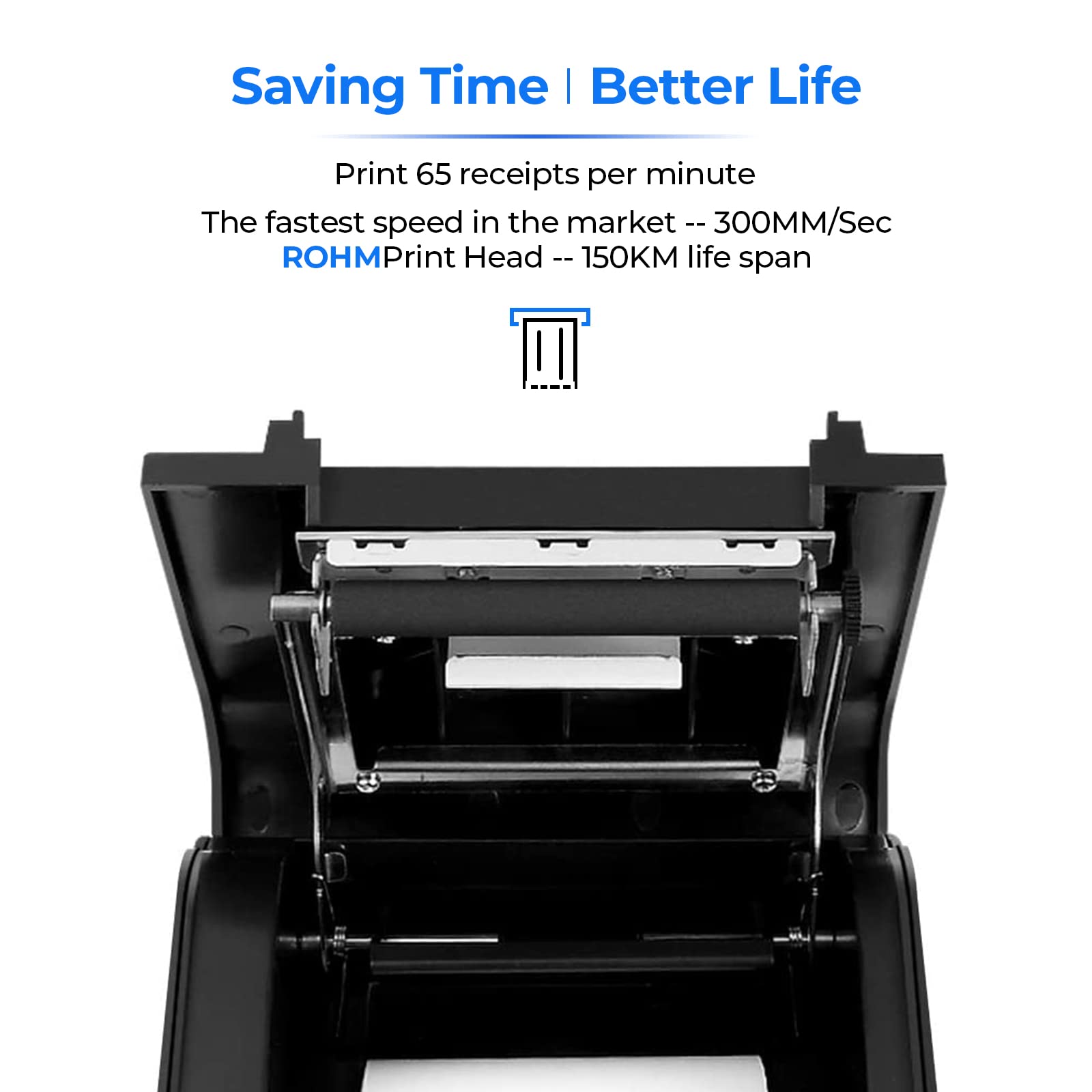 MUNBYN P068 80mm Thermal Receipt Printer with Auto Cutter - USB/Serial/Ethernet Connectivity, ESC/POS & Cash Drawer Support for POS Systems | Ideal for Retail Stores, Restaurants & Small Businesses