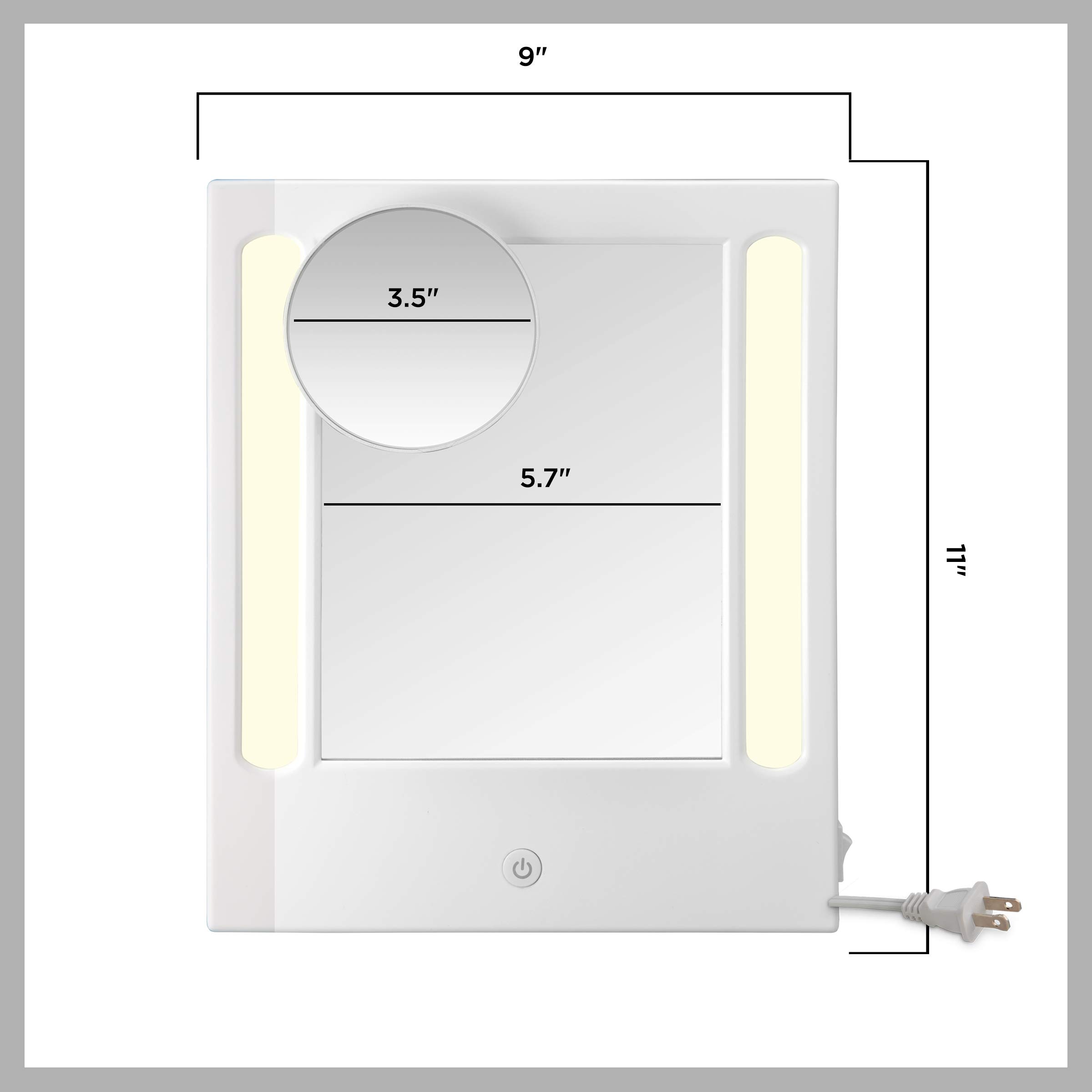 Conair Lighted Makeup Mirror with LED Lights - 1X/5X Magnifying Vanity Mirror in Glossy White - Perfect for Makeup Application, Skincare & Grooming at Home or Salon