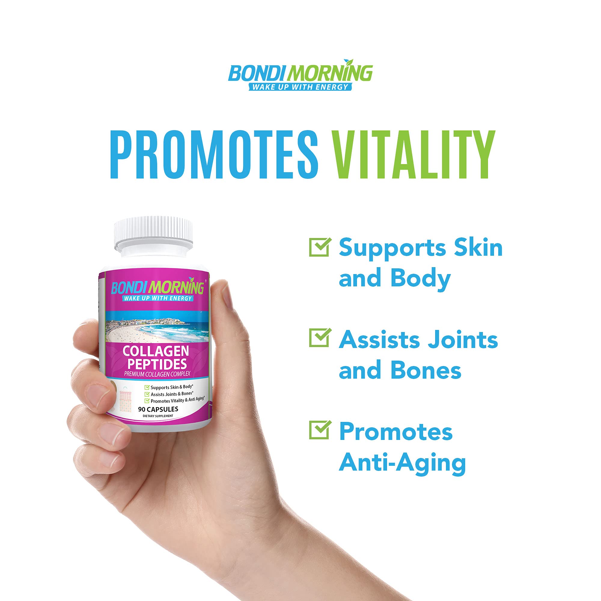 Hydrolyzed Collagen Peptides Supplement - 90 Capsules for Anti-Aging, Skin Elasticity, Joint & Bone Support, Gut Health | Supports Hair Growth & Nail Strength | Perfect for Daily Wellness Routine & Active Lifestyle