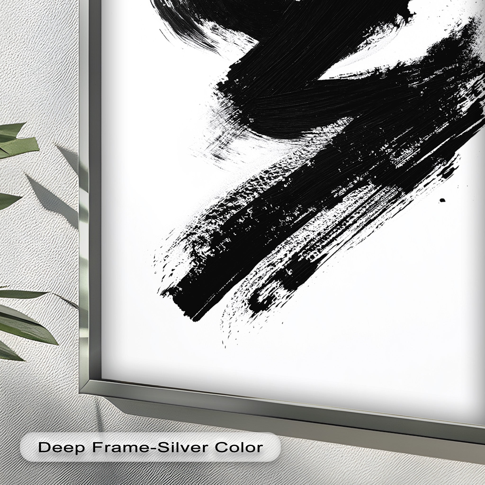Black Brushstroke Abstract Oil Painting - Modern Wall Art for Living Room, Bedroom & Office Decor
