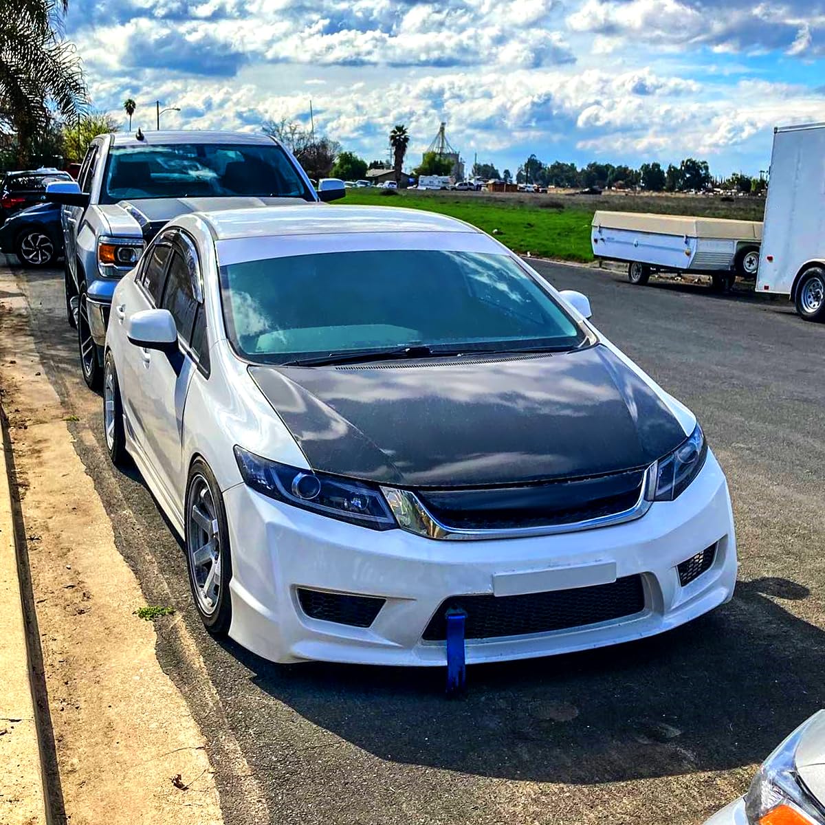 Glossy Black Smoke Projector Headlights with LED Bar for 2012-2015 Honda Civic - Upgrade Your Night Driving & Style (Perfect for Street Racing, Car Shows, and Night Commutes)