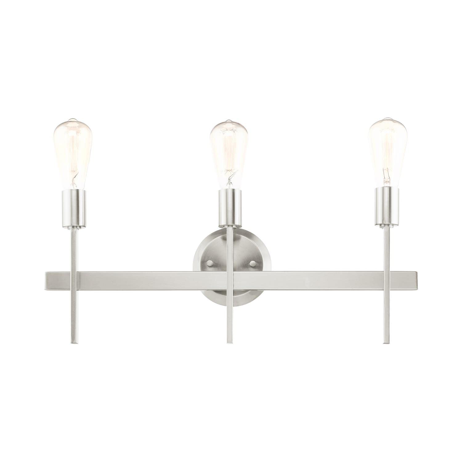 Livex Lighting 13883-91 3-Light Brushed Nickel Bathroom Vanity Light Fixture - Perfect for Modern Bathroom, Powder Room & Dressing Area Makeover