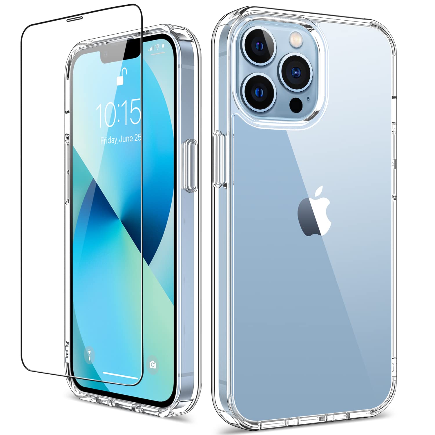 GiiKa iPhone 13 Pro Max Case with Screen Protector - 6.7 Inch Clear Shockproof Protective Hard Cover with TPU Bumper | Slim Fit, Drop Protection | Perfect for Everyday Use, Travel & Outdoor Activities