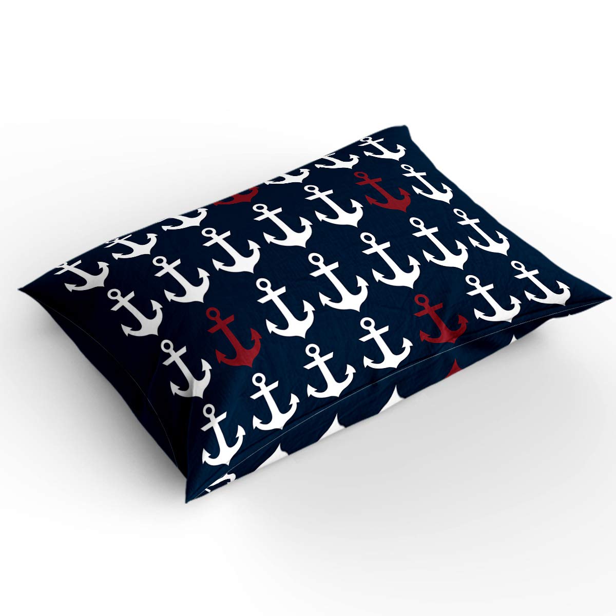 Nautical Anchor 3-Piece Duvet Cover Set - Navy & Red Soft Comforter Cover with Pillowcases, Full Size | Washable Bedding Set for Coastal Themed Bedroom Decor