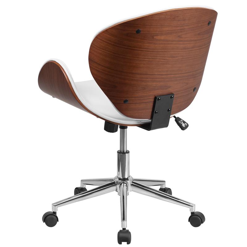 Premium Black LeatherSoft FLASH Tana Mid Back Walnut Wood Conference Office Chair - Ergonomic Executive Desk Chair for Home & Business Workspaces