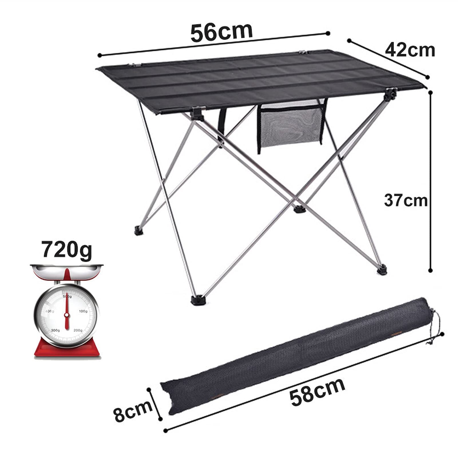 Portable Folding Camping Table & Chair Set - Lightweight Aluminum Outdoor Picnic Beach Furniture for Travel, Backyard, Computer Desk & Bedside Use (Gray)