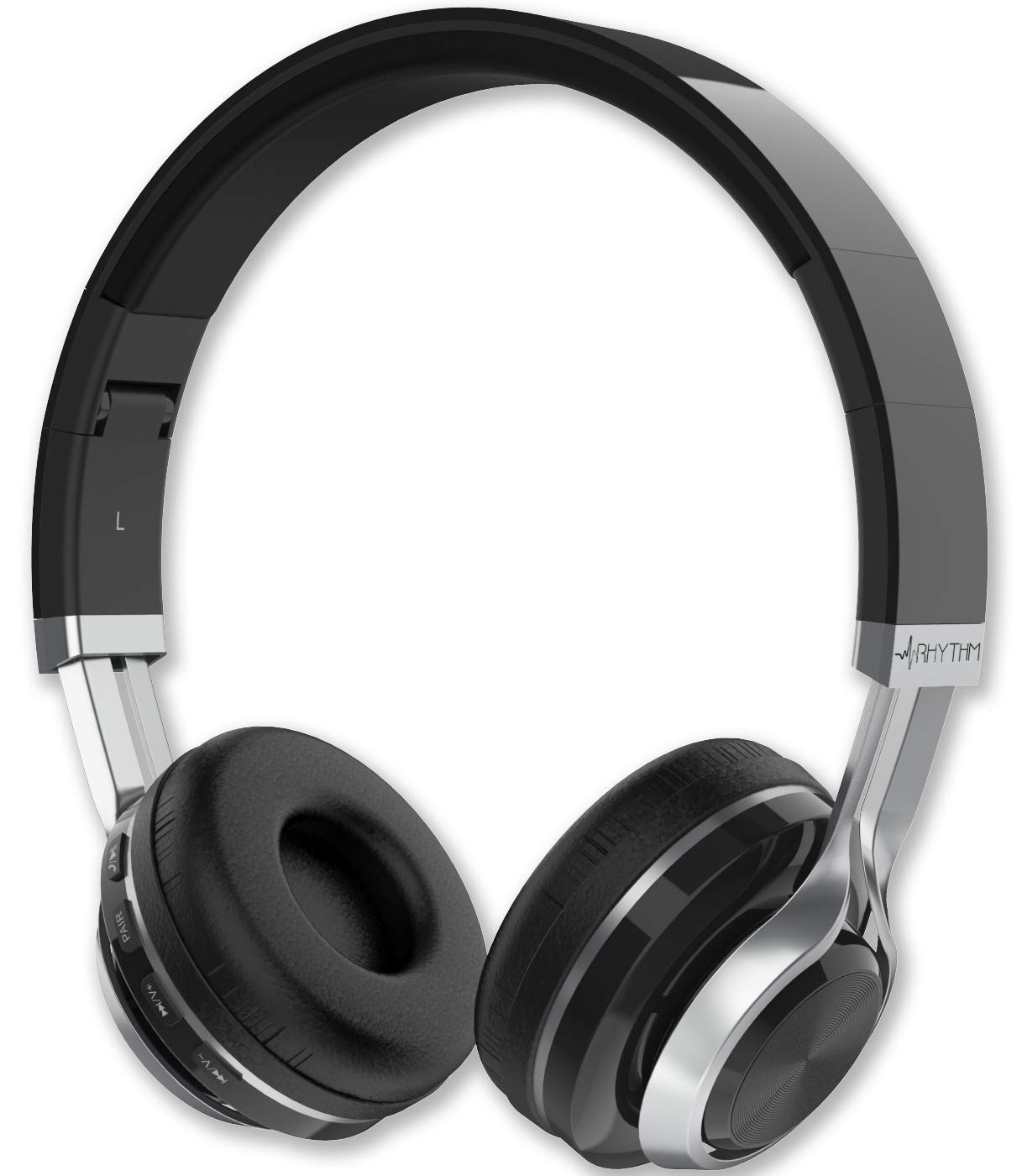 Aduro Resonance Wireless Over-Ear Headphones with Mic - Foldable, Rechargeable Bluetooth Headset for Work, Travel & Gaming (Black/Silver) - Perfect for Office, Commuting & Home Entertainment