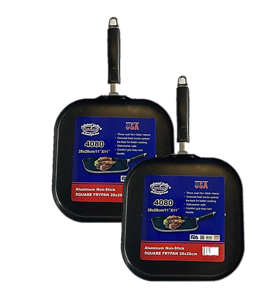 Nonstick 11x11 Square Griddle Pan - 2 Pack for Gas Stoves (Not for Electric Stoves) - Perfect for Pancakes, Eggs & Grilled Cheese Sandwiches