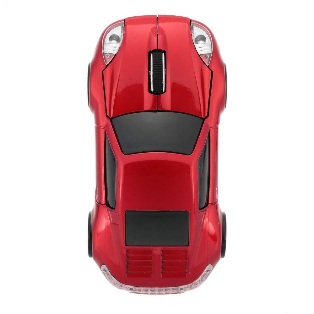 Wireless Car Mouse - 3D Optical Mouse for Desktop, Laptop & PC - 2.4GHz 1000DPI Computer Mouse (Red) | Perfect for Travel, Office & Gaming Use