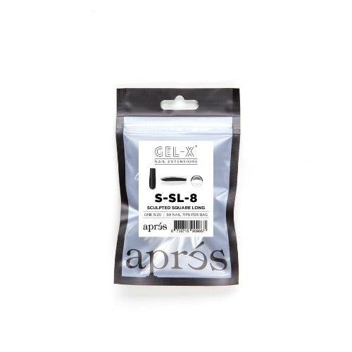 Apres Gel X Refill Tips 2.0 - 50pc Long Square Sculpted Nail Tips for Professional Salon & DIY Manicures - Perfect for Acrylic, Gel & Nail Extensions