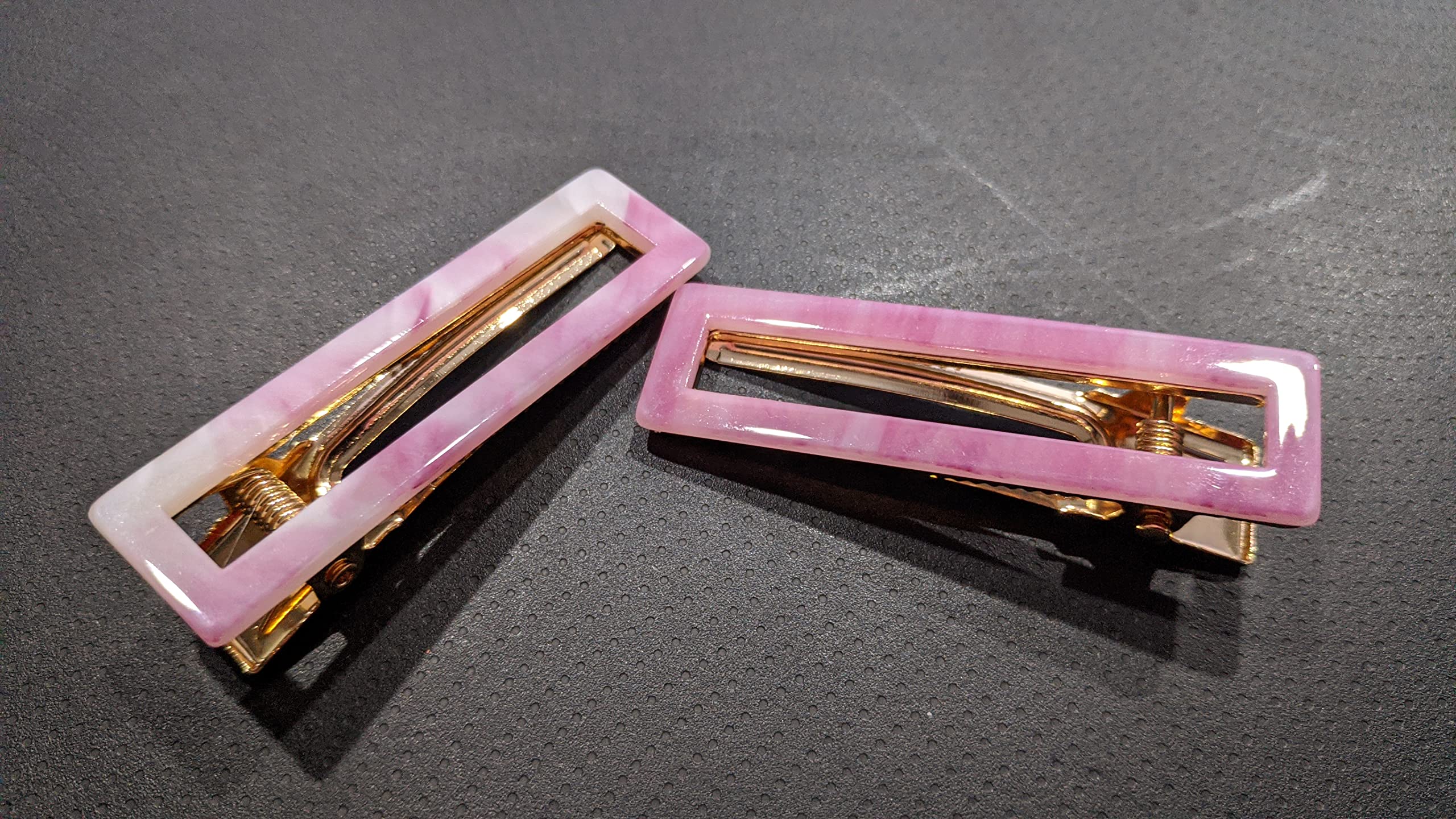 2 Pcs Korean Style Marble Shiny Resin Hair Clips for Women & Girls - Elegant Hair Accessories for Parties, Weddings & Daily Wear