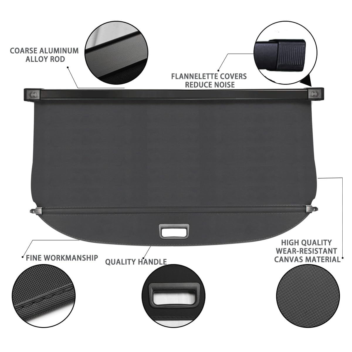 Premium Retractable Cargo Cover for 2007-2015 Audi Q7 - Trunk Security Shade, Privacy Screen & UV Protection - Perfect for Road Trips, Grocery Hauling and Vehicle Security