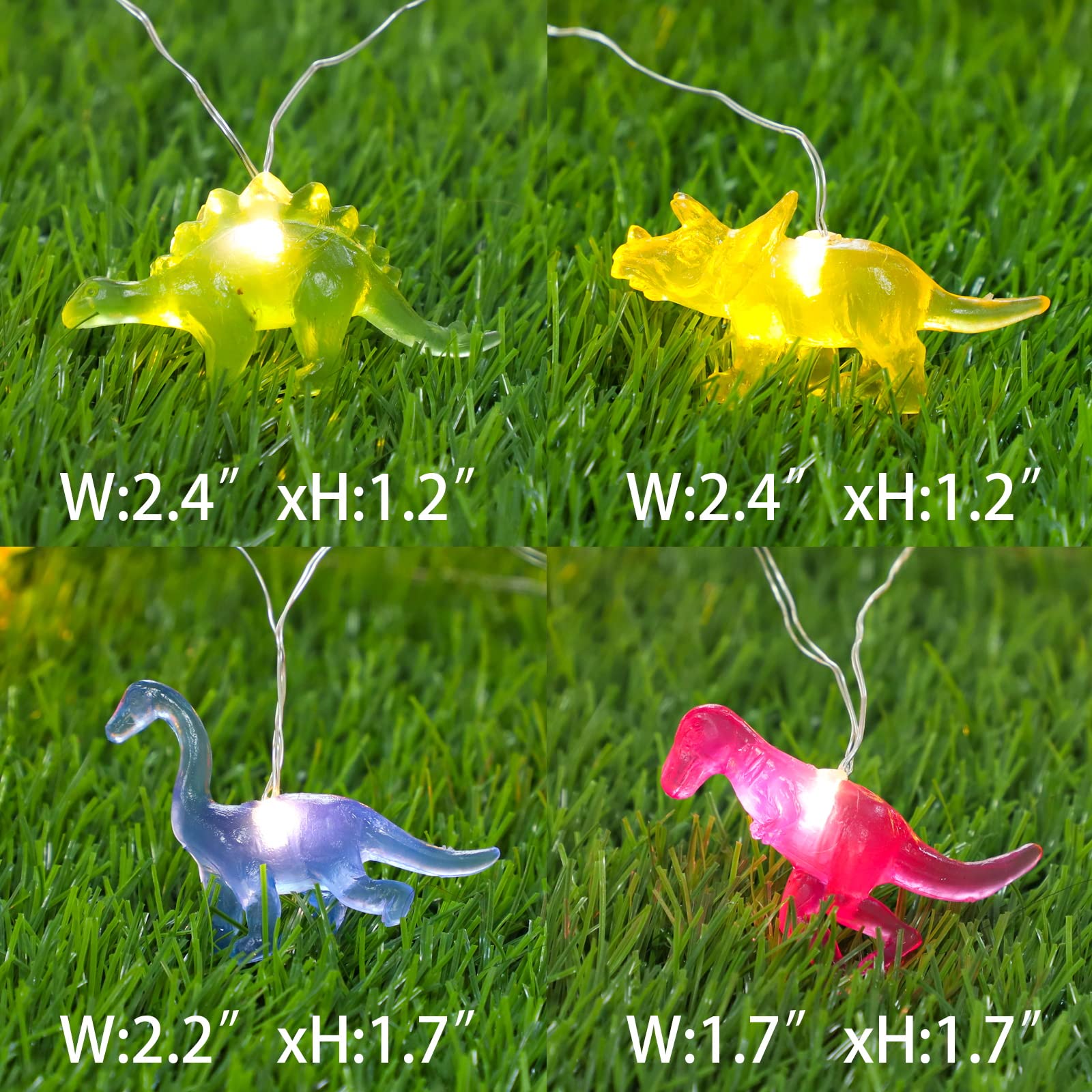 Dinosaur String Lights with Remote & Timer - 20 LED 10FT Battery Operated Dino Fairy Lights for Kids Room Decor, Boys Birthday Party & Holiday Decorations | Perfect for Nursery, Bedroom, Christmas Tree, Halloween, Outdoor Patio