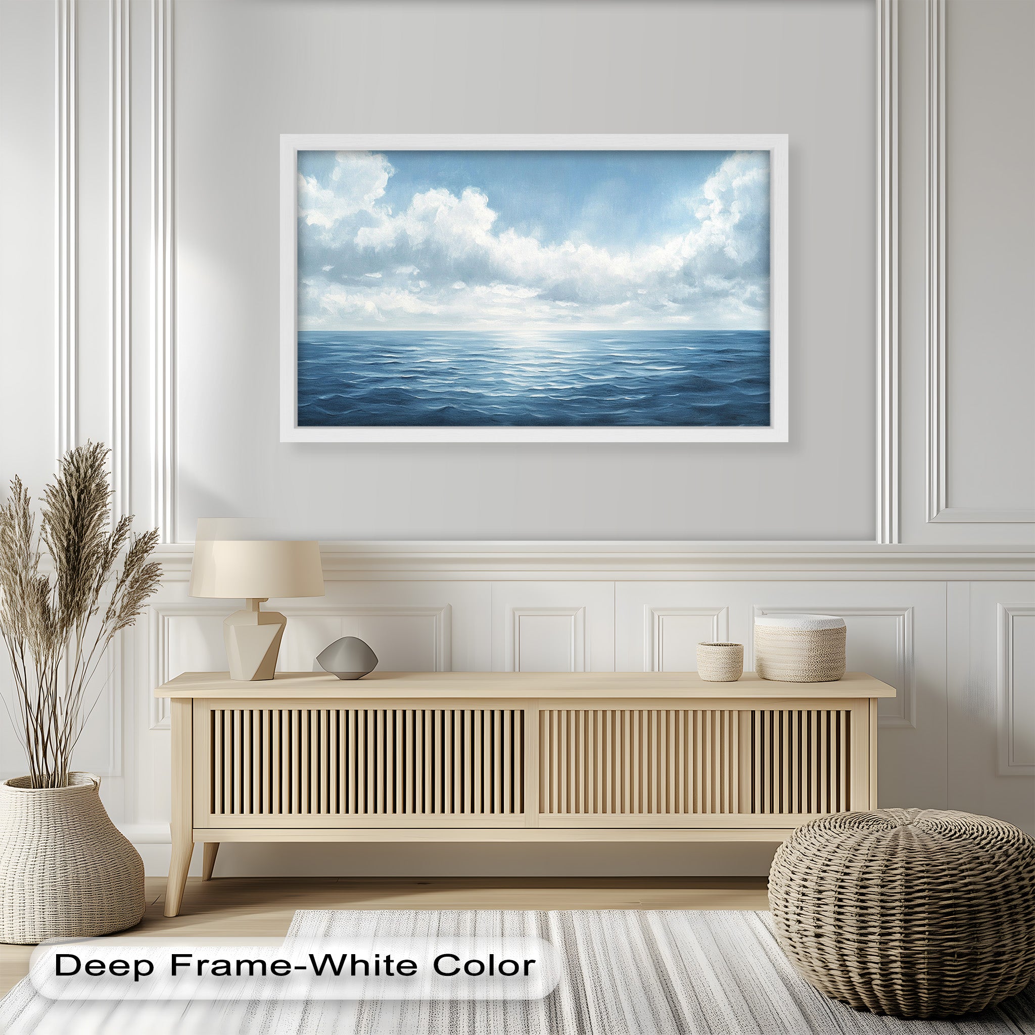 Blue Coastal Art Ocean Seascape Oil Painting - Handmade Beach Wall Decor for Living Room, Bedroom & Office | Nautical Home Decor Gift
