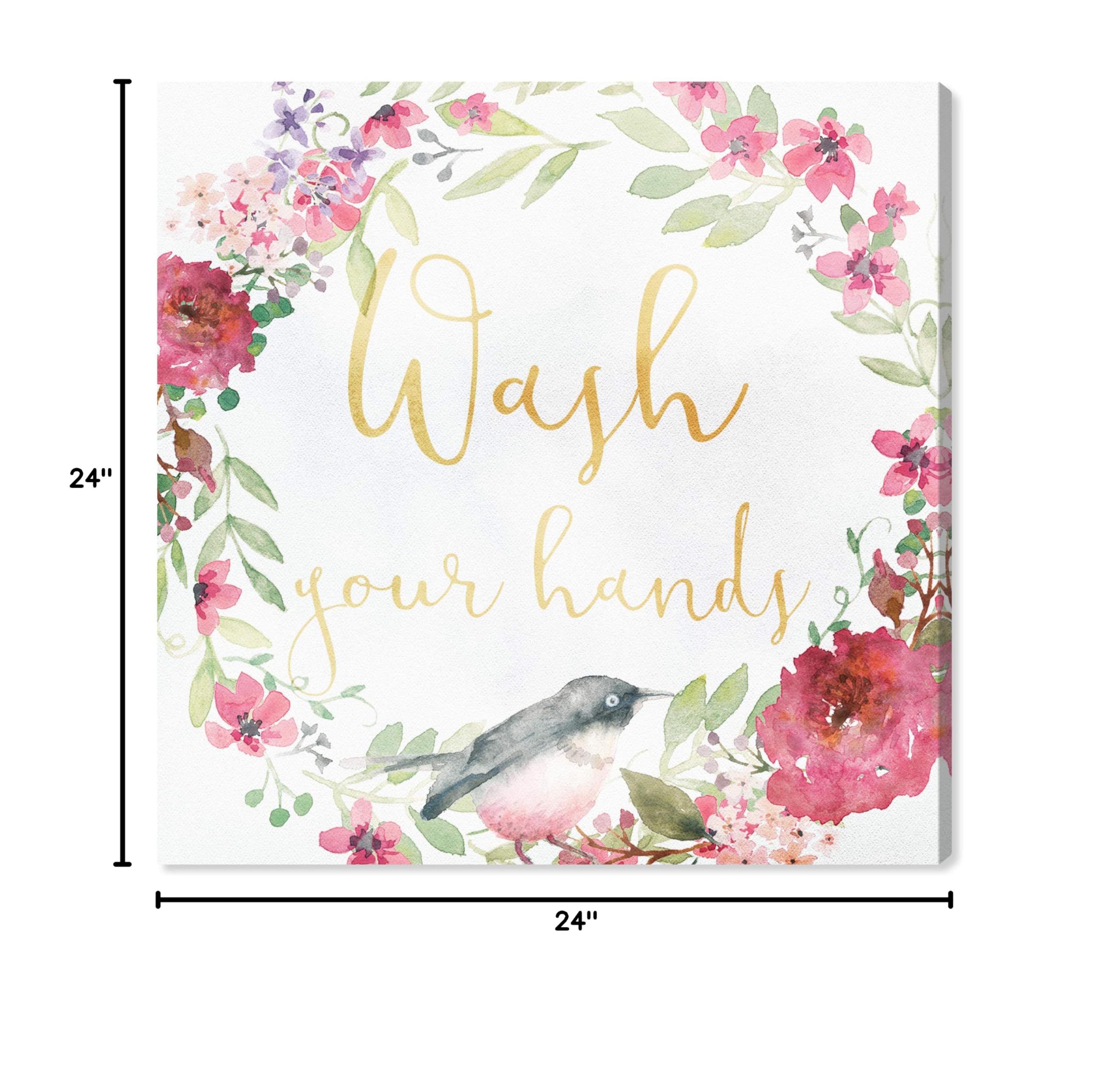 Oliver Gal Artist Co. 'Wash Your Hands' Bathroom Wall Art - 24x24 Inch Pink & White Canvas Prints for Home Decor - Perfect for Bathroom, Spa, or Laundry Room Décor