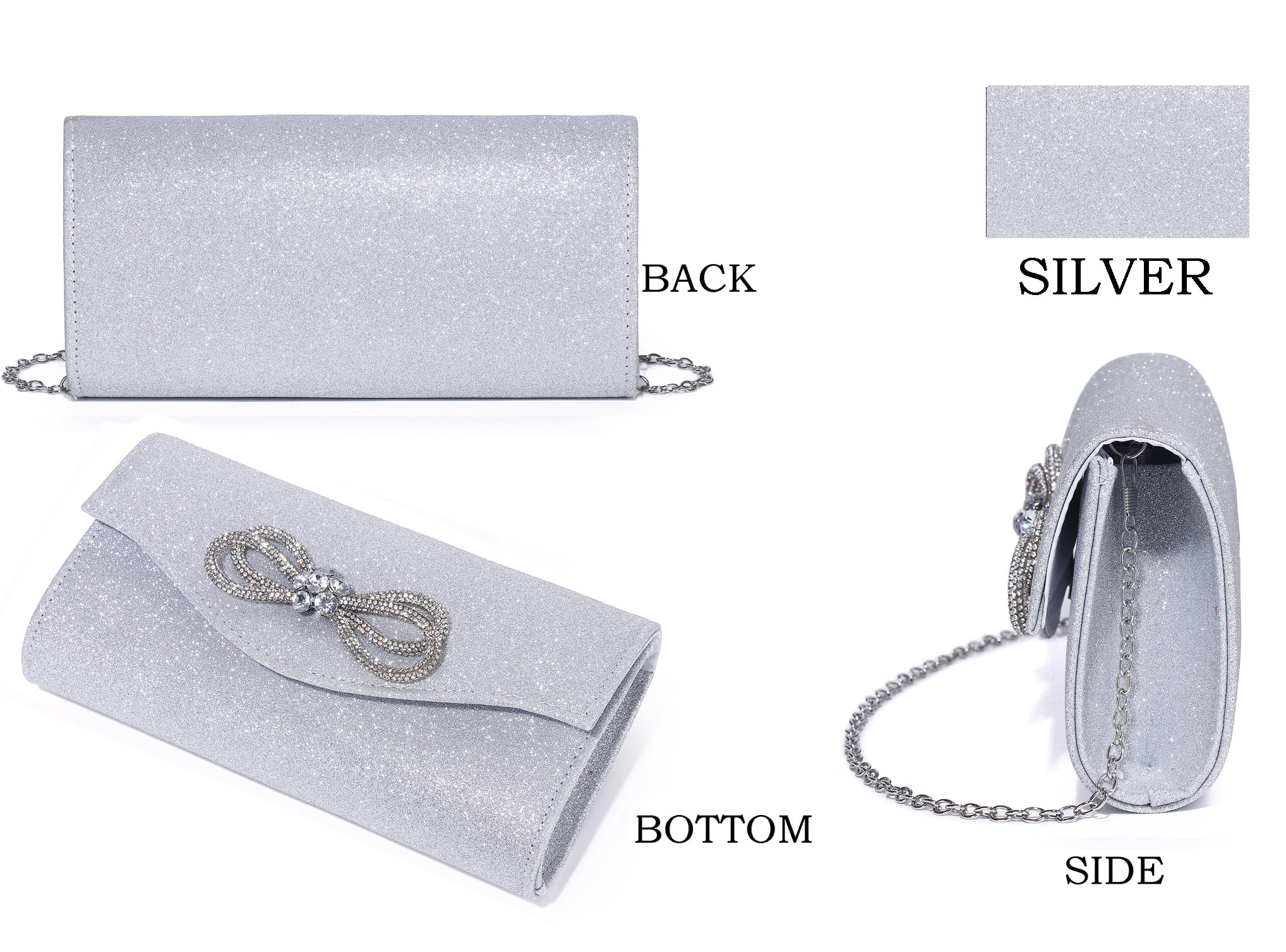 Elegant Women's Diamond Bow Rhinestone Clutch Purse - Sparkling Evening Bag for Wedding, Prom, Cocktail Party & Formal Events - Perfect Accessory for Brides, Bridesmaids and Special Occasions