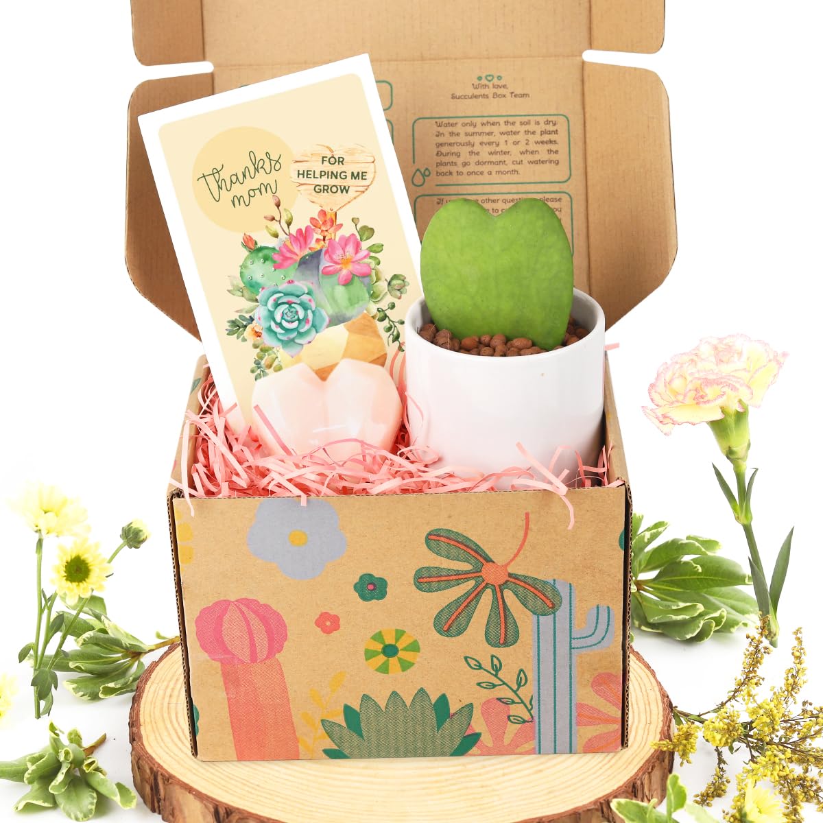 Mother's Day Gift Box - Heart-Shaped Soap & Rosette Succulent with Greeting Card - Thoughtful Thank You Present for Mom - Perfect Surprise Gift for Mother's Day - Ideal for Birthdays, Anniversaries & Special Occasions