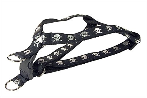 FlyFree Skull Print Dog Harness for Large Dogs, Adjustable & Breathable Pet Vest - Perfect for Walking, Training & Outdoor Adventures (Black)