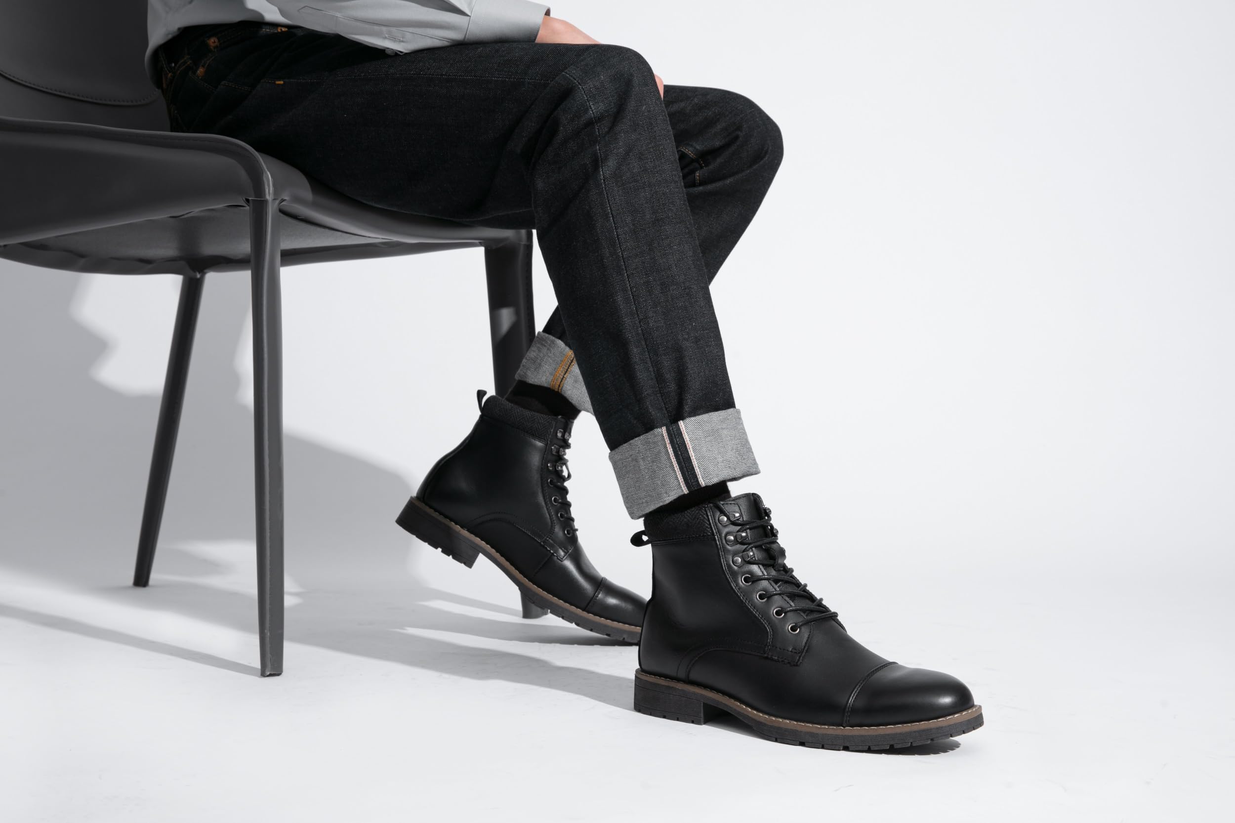 Vostey Men's Motorcycle Boots - Stylish Zipper Chukka Boots for Casual Riding & Everyday Wear | Durable & Comfortable for Motorcycle Enthusiasts & Outdoor Activities