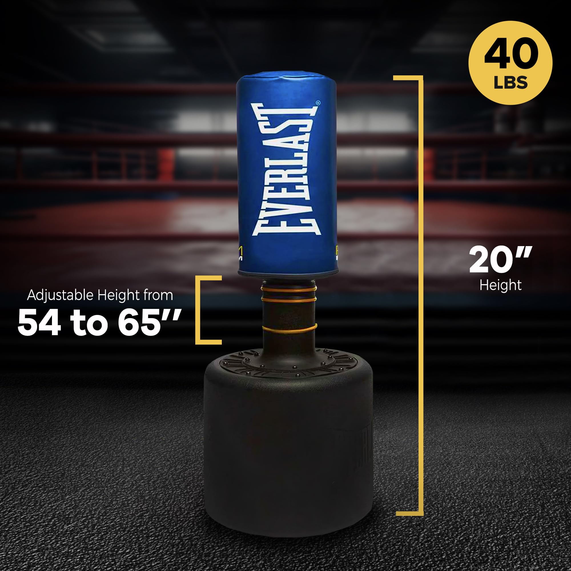 Everlast P00002200 Powercore Free Standing Heavy Bag - Professional Grade Punching Bag for Boxing, MMA, and Home Gym Workouts - Perfect for Strength Training, Cardio, and Fitness Enthusiasts