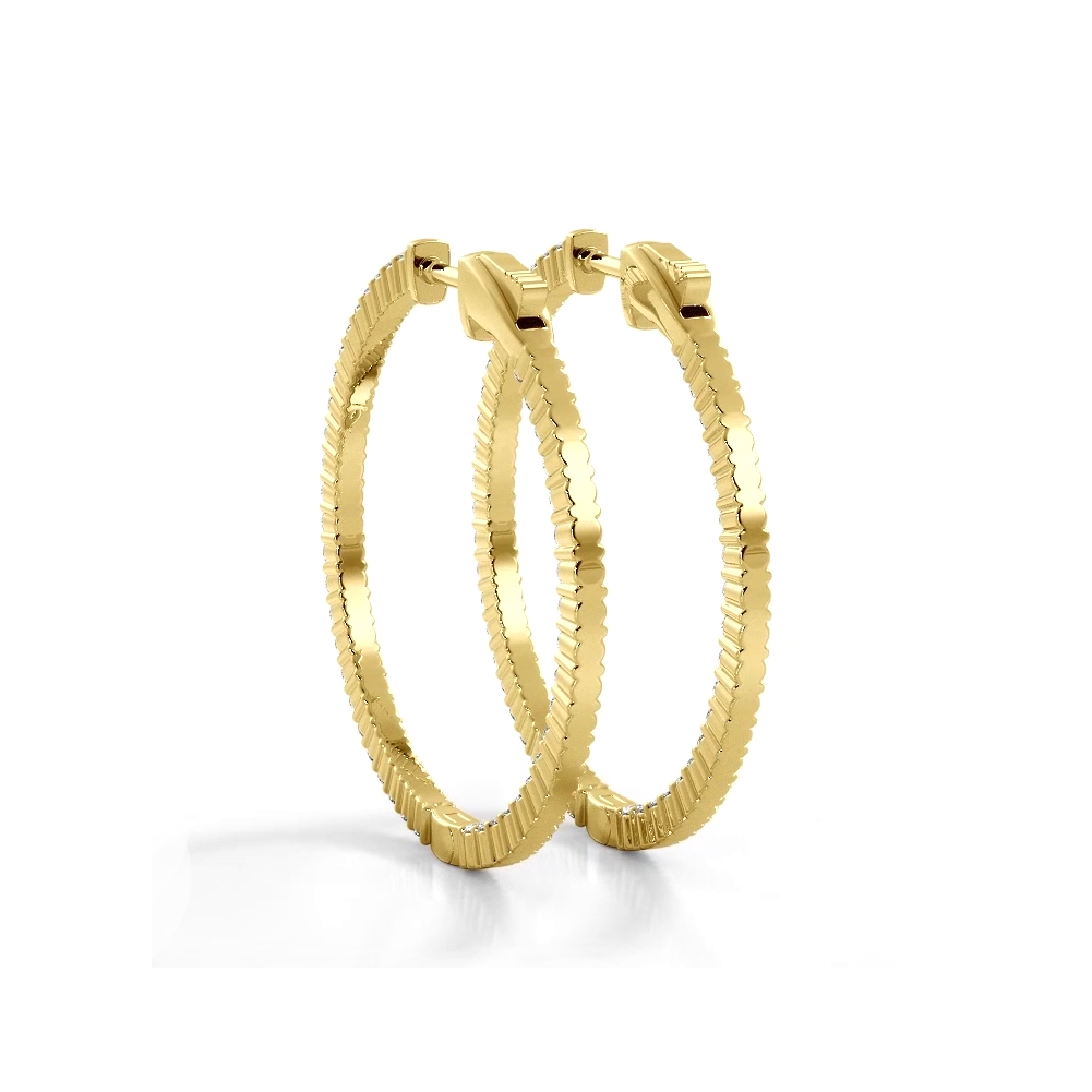 1.10 Carat Single Row Inside Out Classic Diamond Hoop Earrings for Women - Elegant Everyday & Special Occasion Jewelry Gift