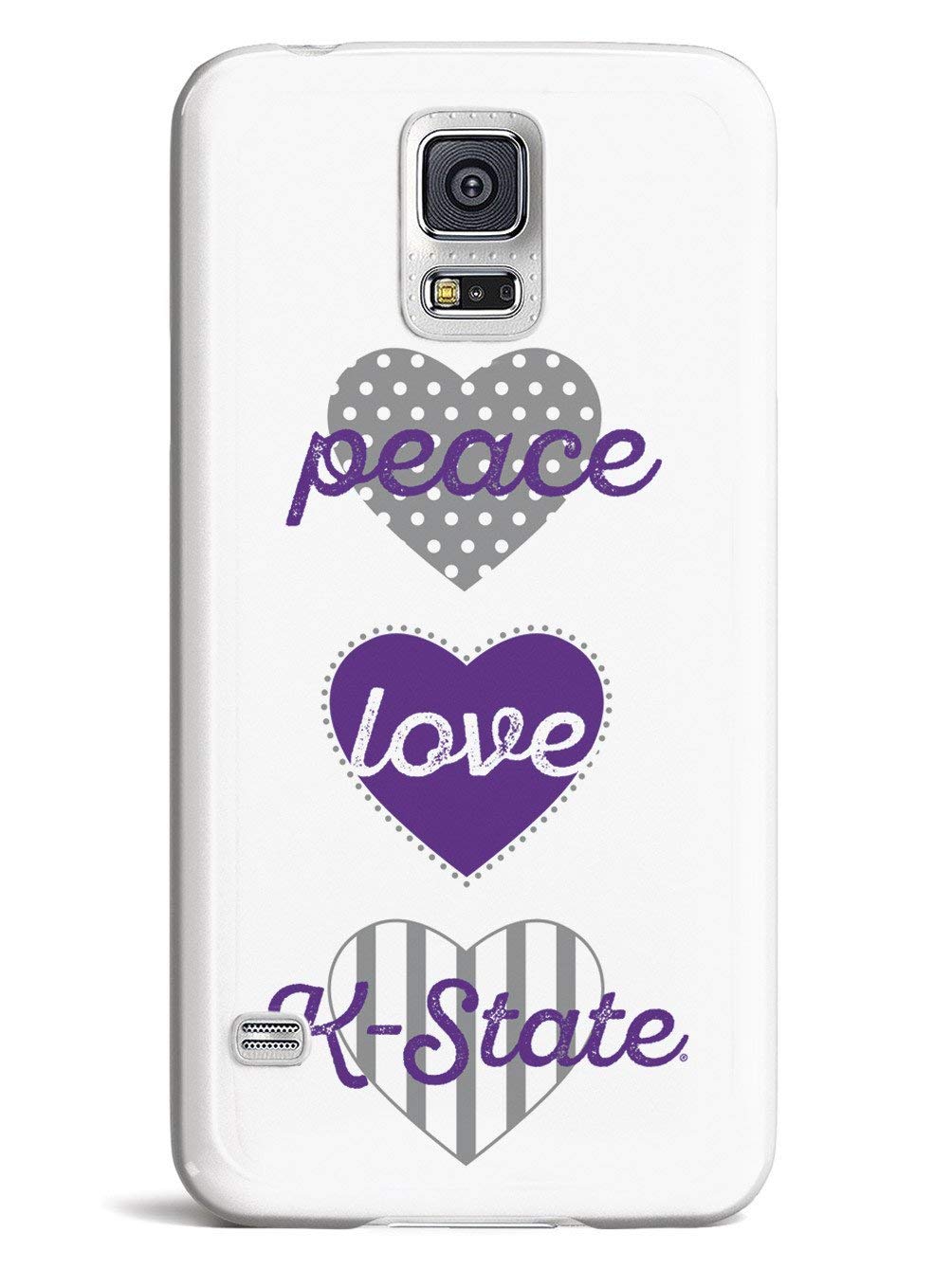 3D Textured Protective Phone Case for Samsung Galaxy S5 - Rubber Bumper Cover with Peace Love K-State Design - Durable Shockproof Case for Everyday Use, Travel & Outdoor Activities