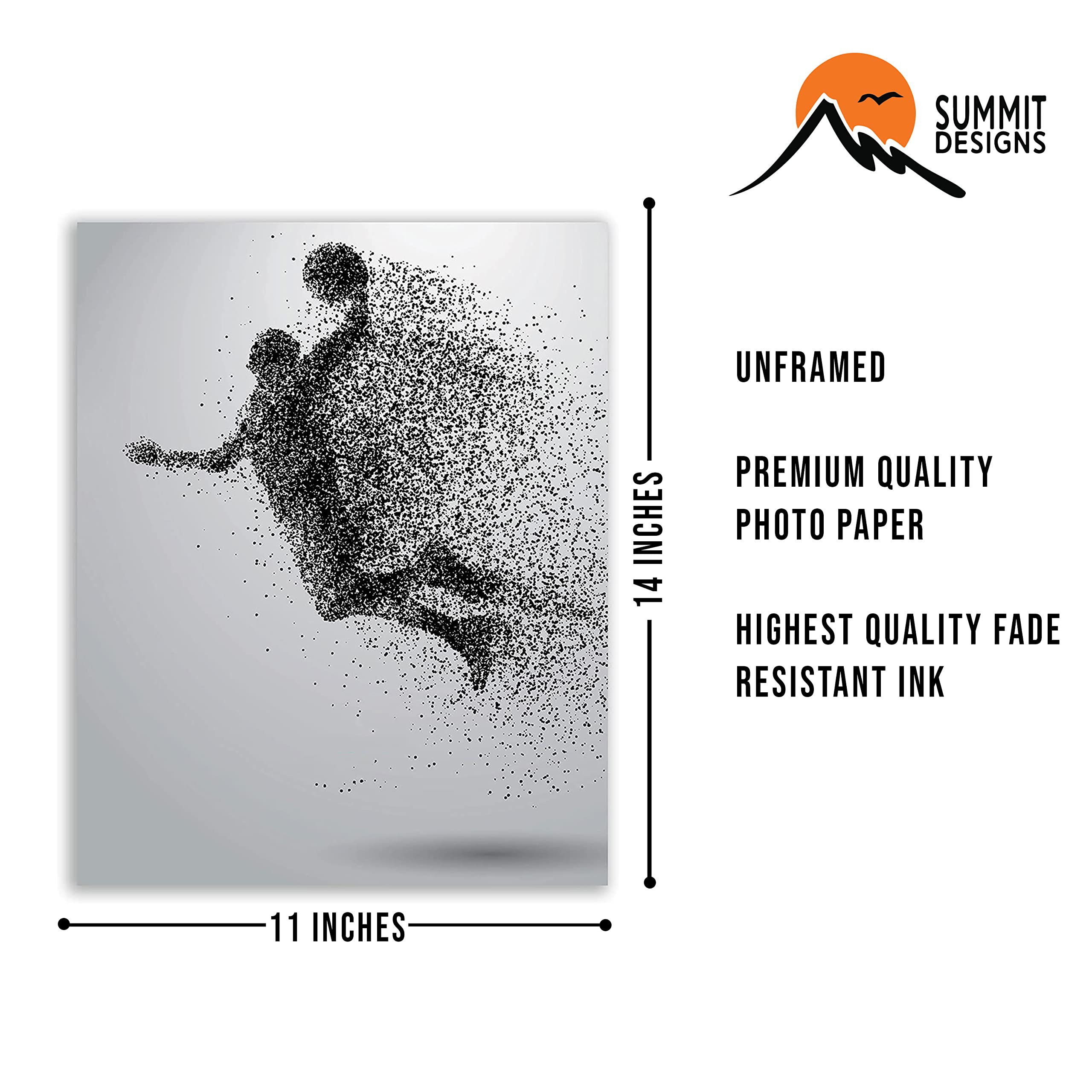 Basketball Wall Art Prints - Particle Silhouette Poster (11x14 Unframed) - Modern Home Decor for Bedroom, Man Cave & Kids Room - Perfect Gift for Sports Fans & Basketball Lovers