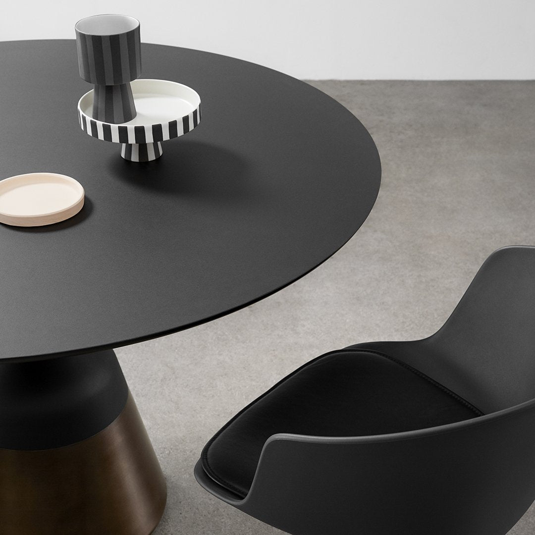Modern Round Coin Dining Table - Elegant Metal Base & Tempered Glass Top for Kitchen, Dining Room, or Breakfast Nook - Perfect for Small Spaces & Contemporary Home Decor