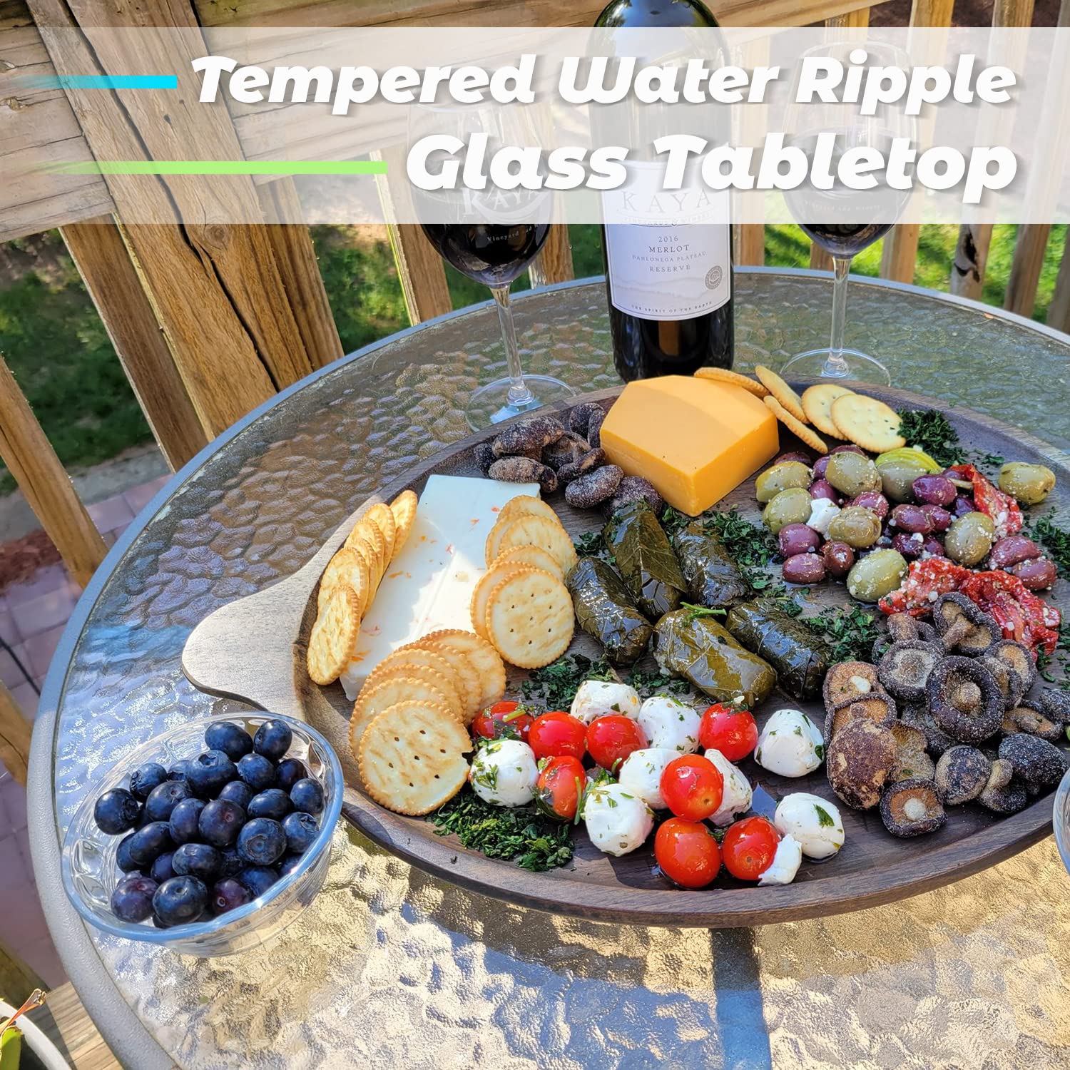 Outdoor Bistro Table with Umbrella Hole - Small Patio Dining Set, All-Weather Tempered Glass Top, Perfect for Balcony, Garden, or Backyard Conversations
