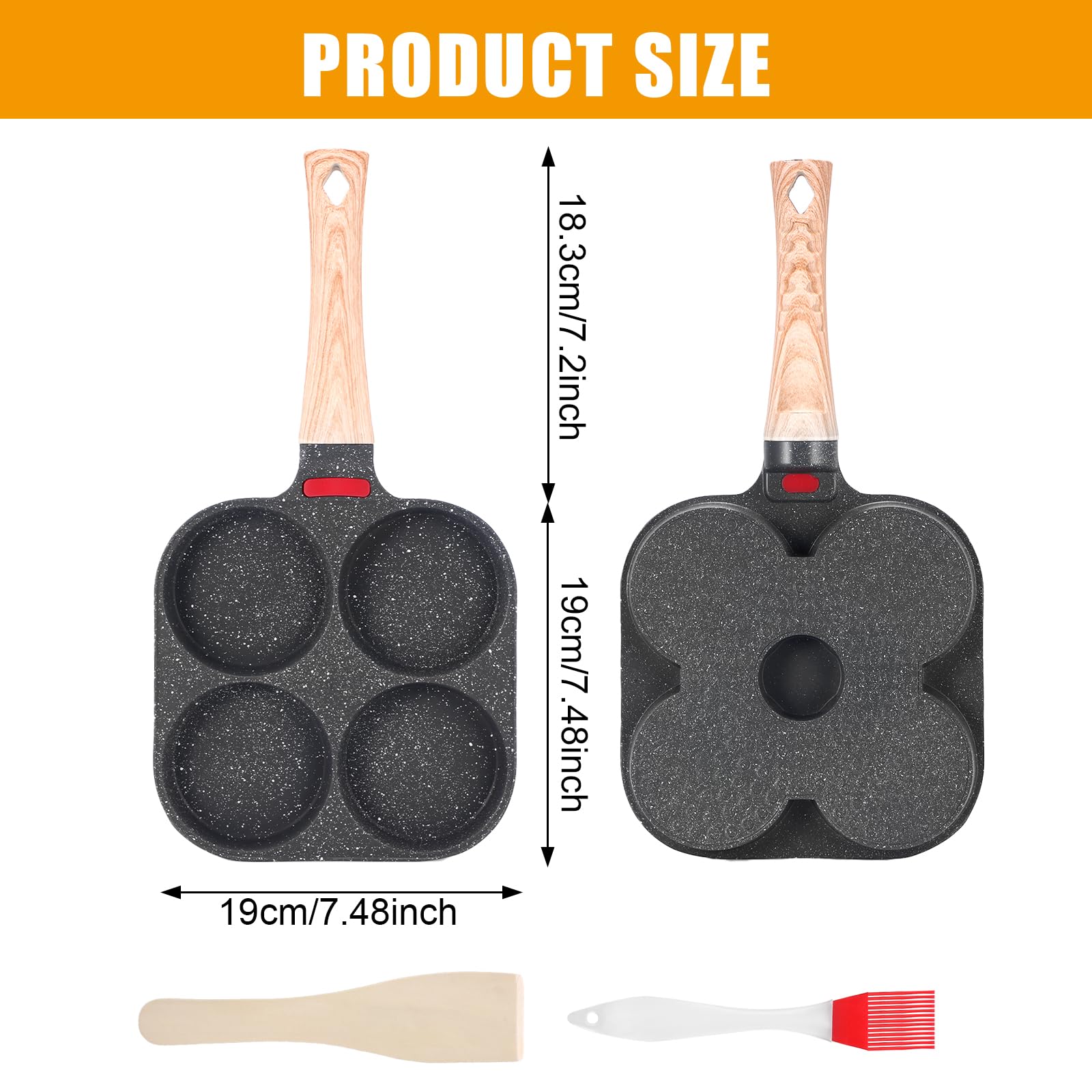 COZHYESS Nonstick 4-Hole Egg Frying Pan with Lid - Perfect for Pancakes, Omelets & Burger Buns - Gas Stove Compatible - Ideal for Breakfast, Brunch & Family Cooking