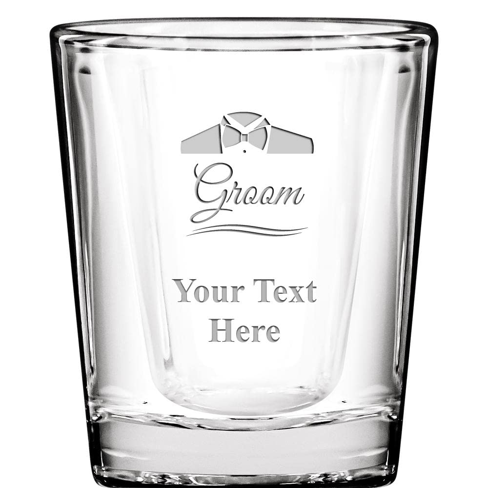 Personalized Groom Shot Glasses - 2 oz Custom Laser Engraved Whiskey Glasses for Bachelor Party, Wedding Gifts & Bridal Shower - Engraving Included (Prime Eligible) - Perfect for Toasting, Groomsmen Gifts & Special Occasions