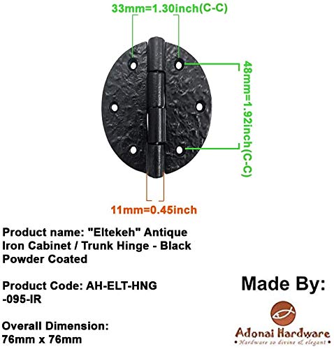 Antique Iron Round Cabinet Hinges - Oil Rubbed Bronze Finish (16 Pack) - Heavy Duty Trunk & Furniture Hardware for Vintage Style Restoration Projects
