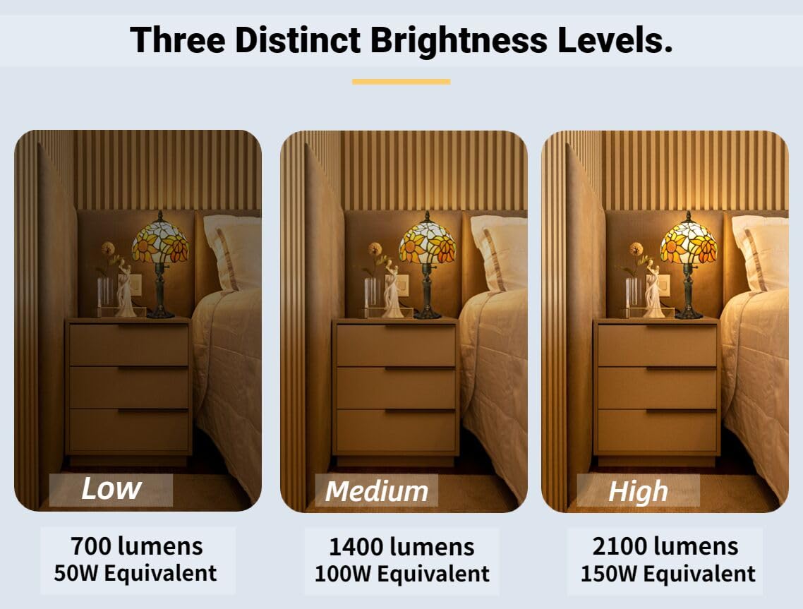 Tiffany Stained Glass Table Lamp with Yellow Sunflower Design - 3-Way Dimmable LED E26 Bulb Included for Bedroom & Living Room | Perfect for Reading Nook, Nightstand Lighting, and Home Decor