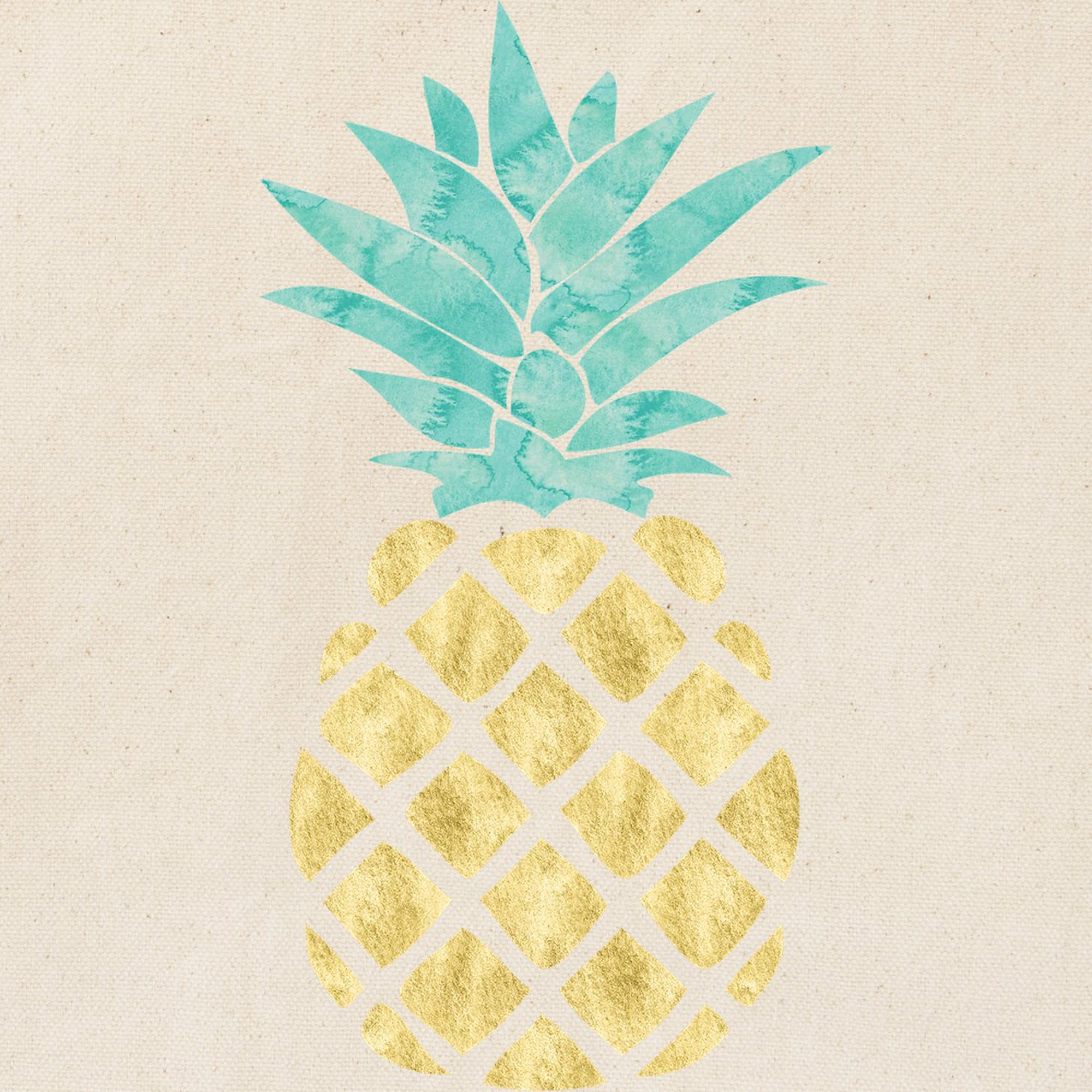 Golden Pineapple Tote Bag - Natural Canvas Reusable Shopping Bag for Women - Eco-Friendly Grocery Tote for Beach, Market & Daily Use