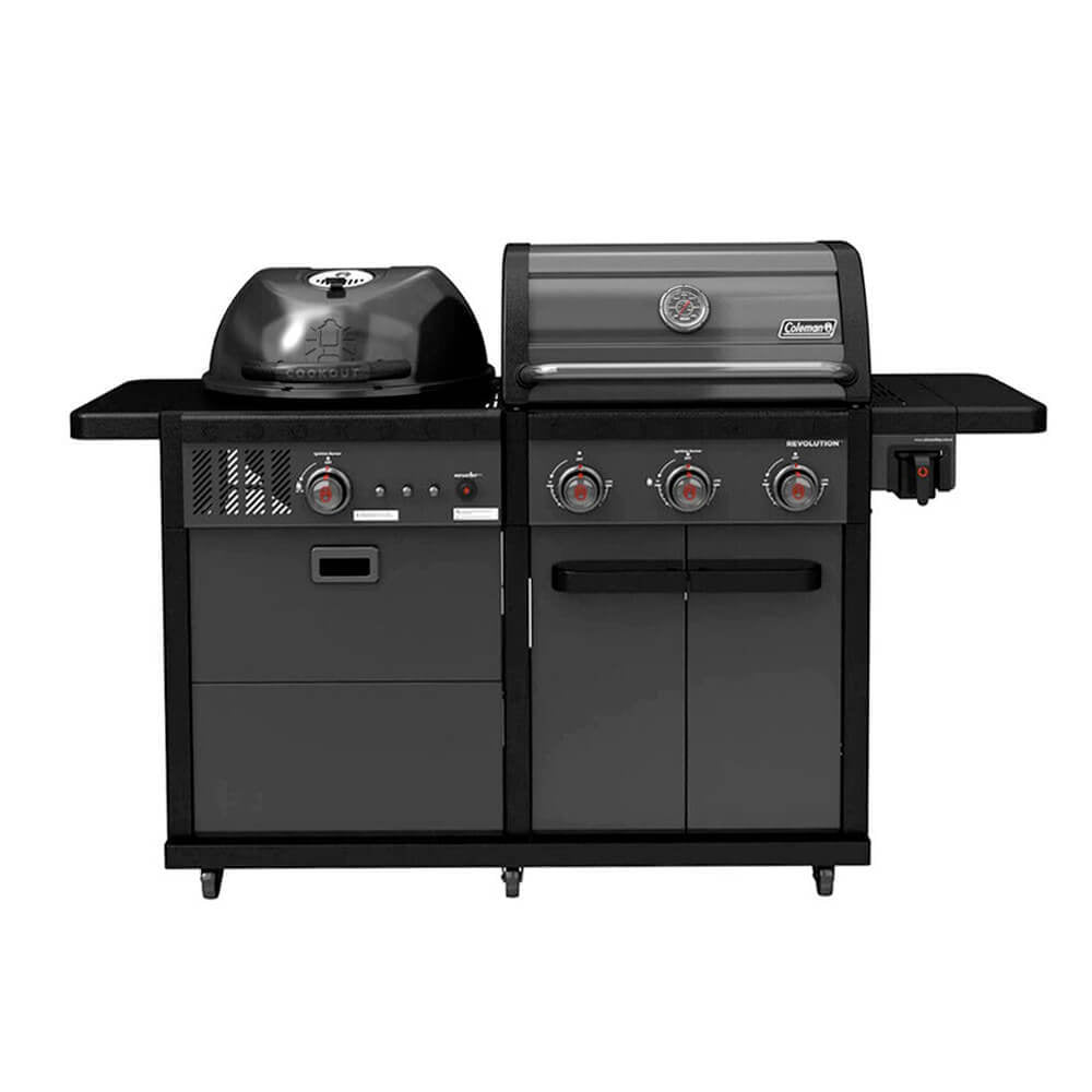 Coleman Revolution Dual Fuel Gas & Charcoal BBQ Grill - Black Matte (REVDFBMA) | Portable Outdoor Grill for Camping, Backyard, Picnics & Tailgating