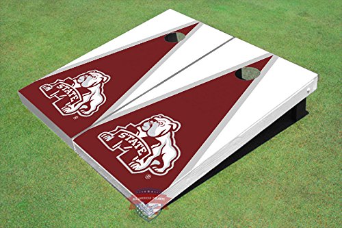 Mississippi State University Bulldog Maroon & White Cornhole Boards Set - Themed Triangle Design for Tailgating, Backyard Games, and Outdoor Parties