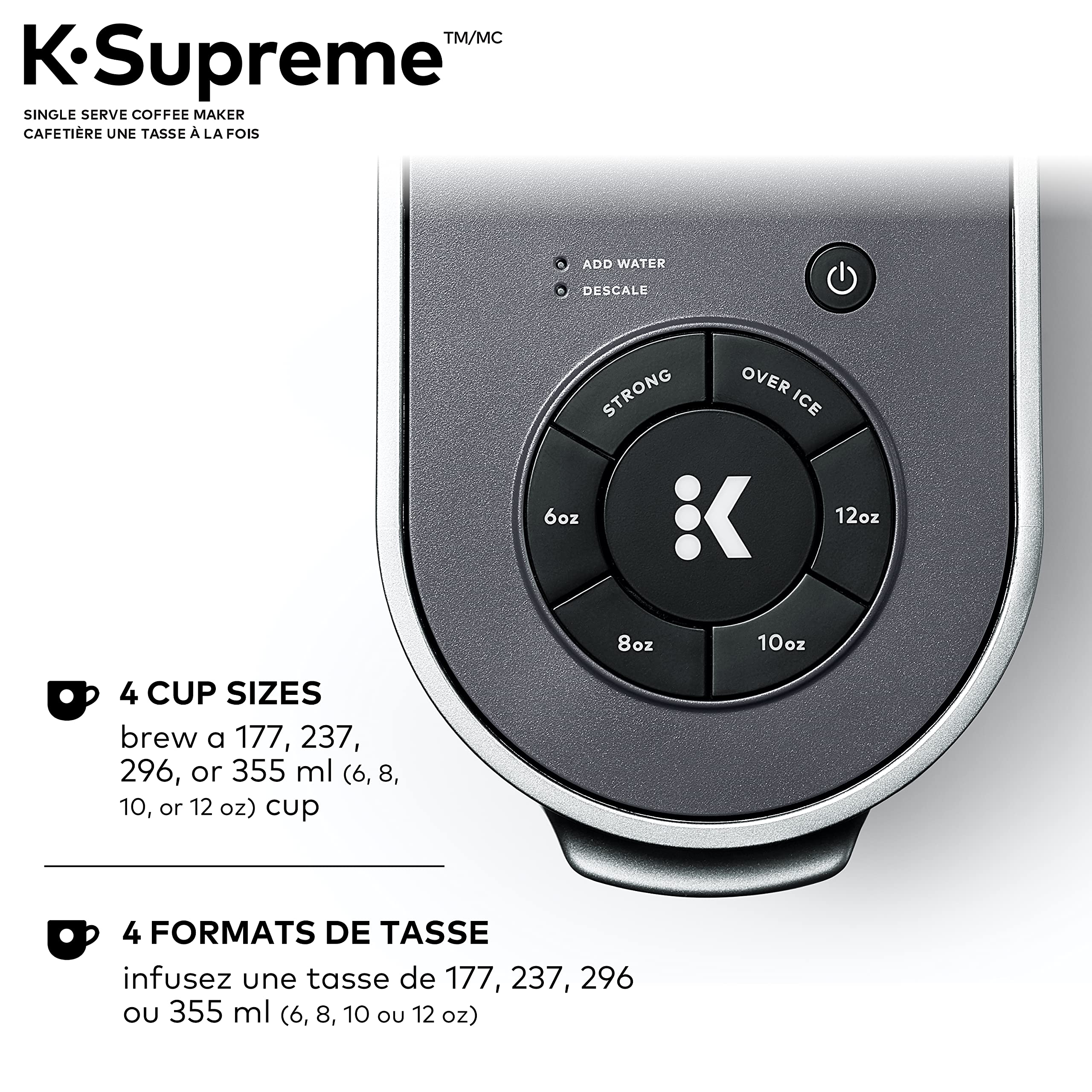 Keurig K-Supreme Single Serve Coffee Maker with MultiStream Technology - 66oz Dual-Position Water Reservoir, Customizable Brew Settings, Gray - Perfect for Home, Office & Small Business Use