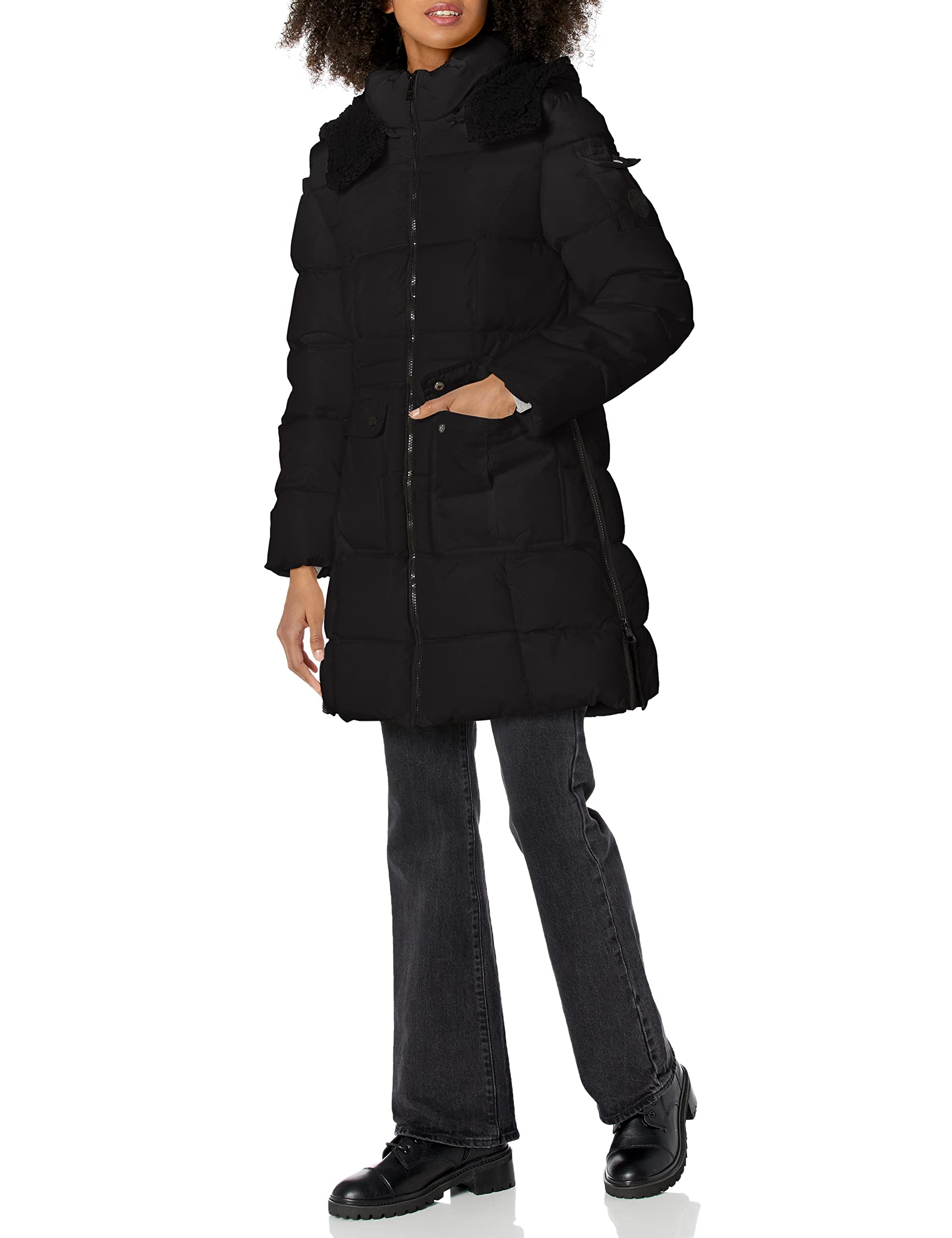Steve Madden Women's Long Puffer Jacket - Winter Warm Coat with Hood, Waterproof Down Alternative - Perfect for Cold Weather & Outdoor Activities