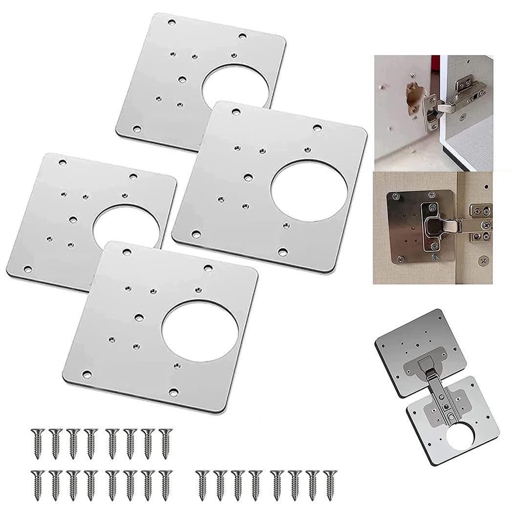 XLL Cabinet Hinges - Heavy Duty Rust Resistant Steel Hinge Repair Plate for Furniture & Cupboard - Hardware Fittings & Accessories (White) - Perfect for Kitchen Cabinets, Wardrobes & DIY Home Improvement Projects