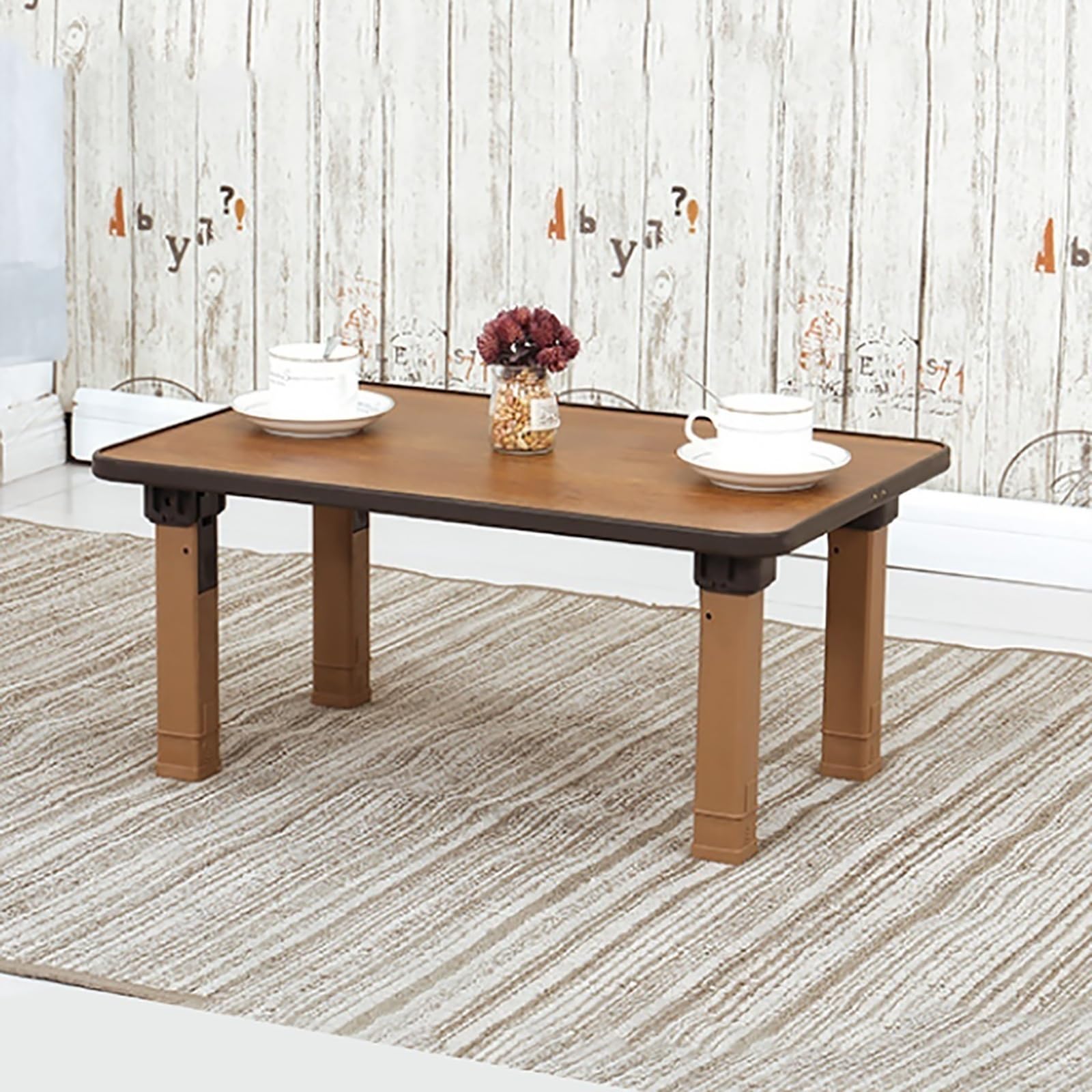 Korean Style Folding Dining Table - 60x40cm Rectangular Low Table for Home, Study, Tatami, Bay Window & Tea House | Compact & Space-Saving Design for Small Apartments, Meditation Rooms & Asian-Themed Decor