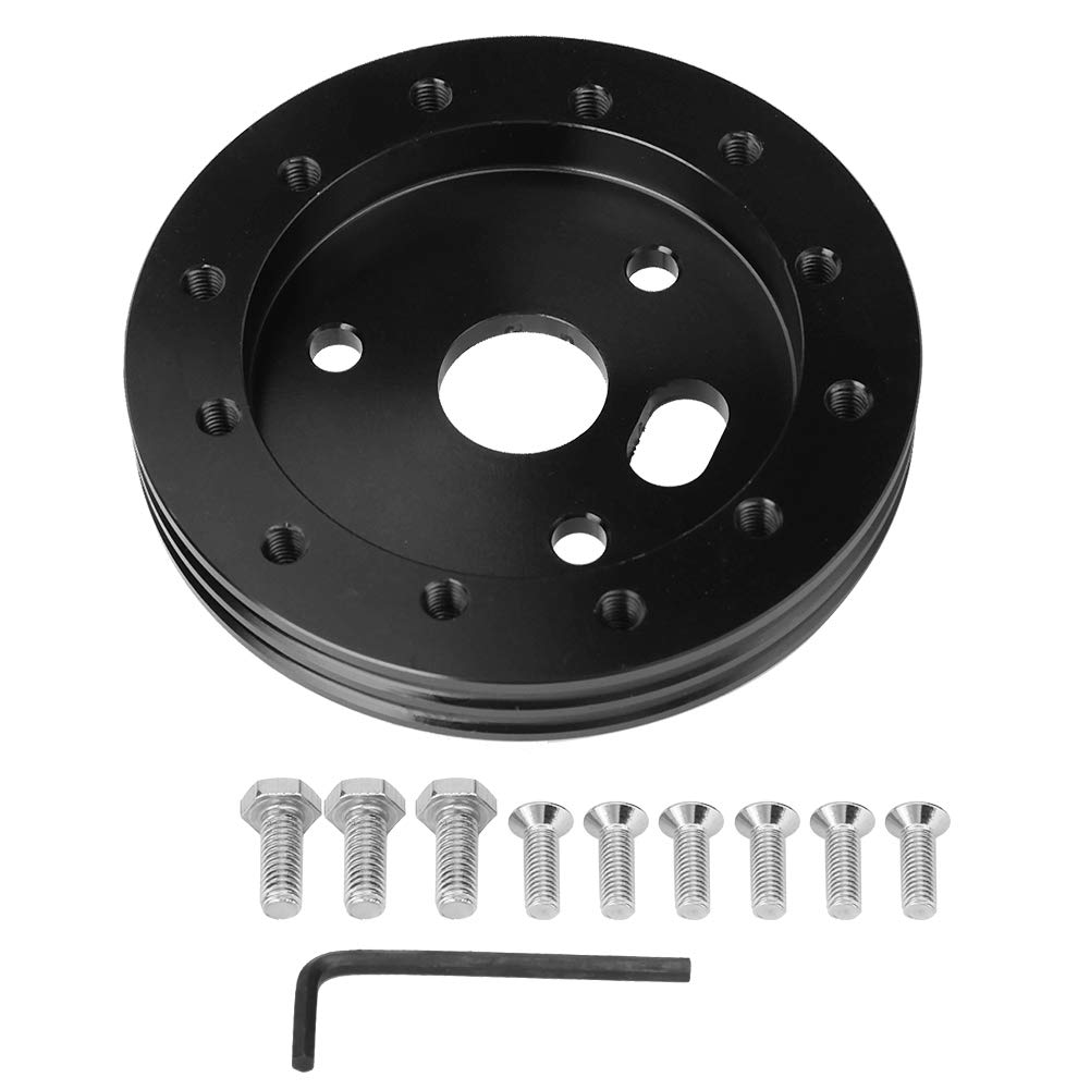 Universal Aluminum Alloy Car Steering Wheel Hub Spacer - 3 Hole 0.5in Adapter for 6 Hole Wheels (Black) | Perfect for Racing, Drifting & Custom Car Modifications
