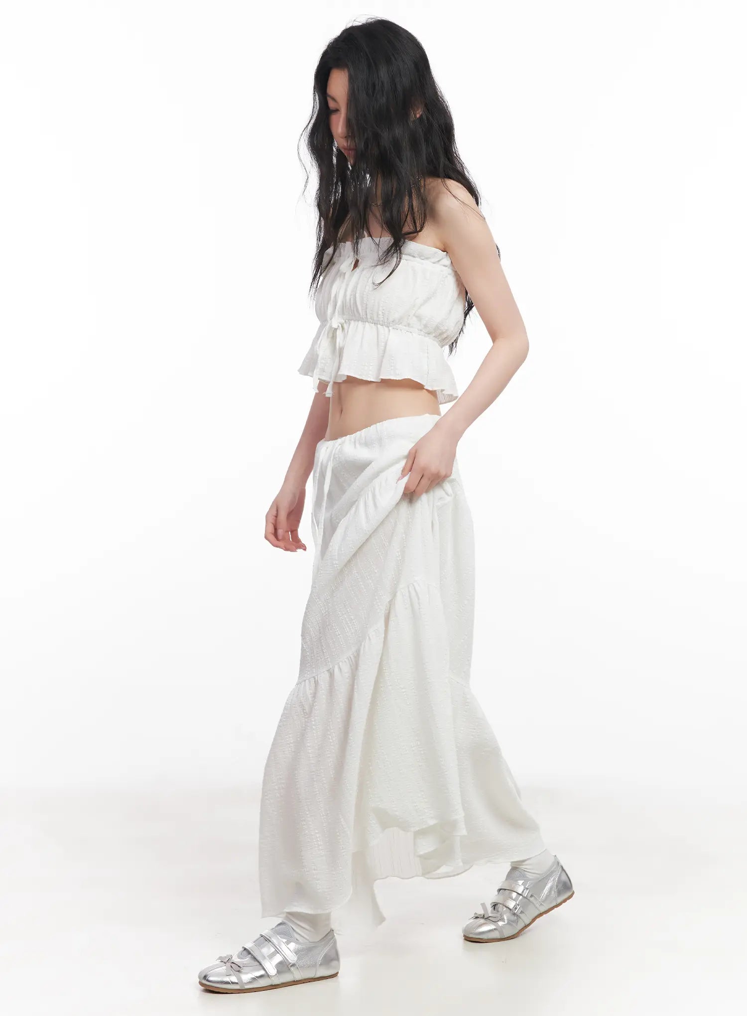 Stylish Cotton Tiered Maxi Skirt CU510 - Flowy Boho Summer Dress for Women - Perfect for Beach, Vacation & Casual Outings